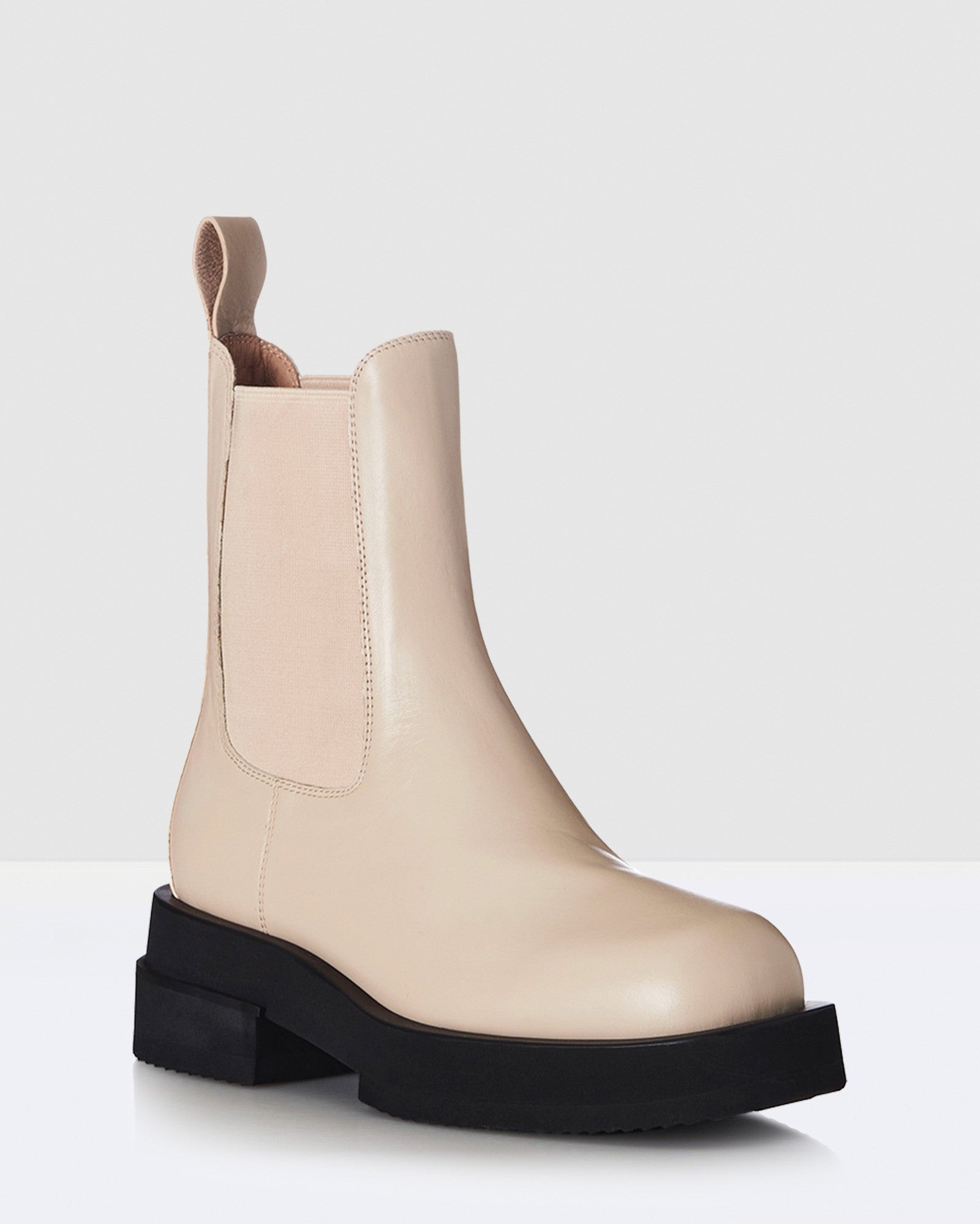 Sean Leather Boots Cream BEIGE