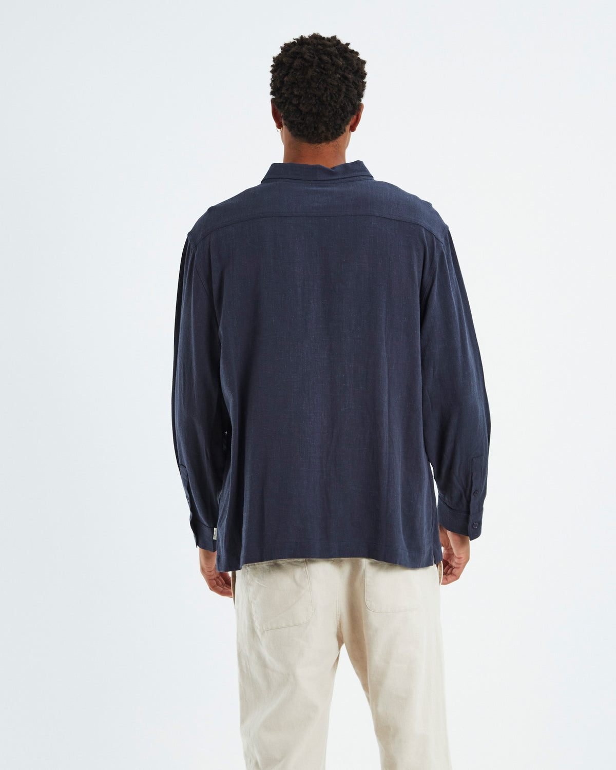 Harrison Linen Long Sleeve Shirt Navy NAVY