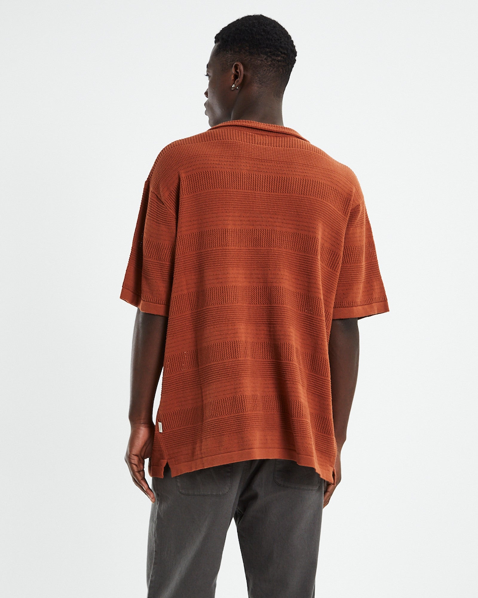 Knitted Short Sleeve Resort Shirt Rust RUST
