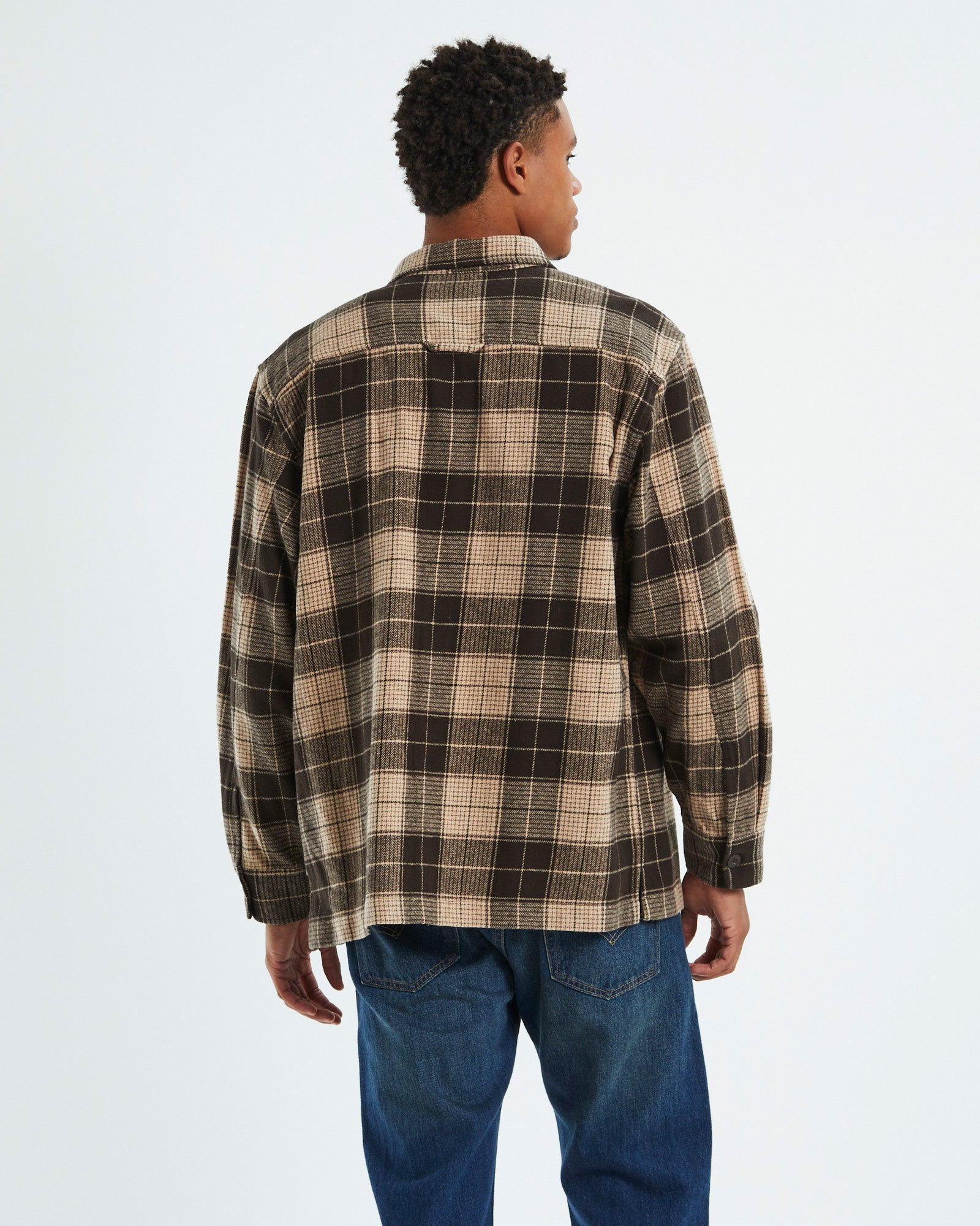 Windsor Check Long Sleeve Overshirt Umber BROWN