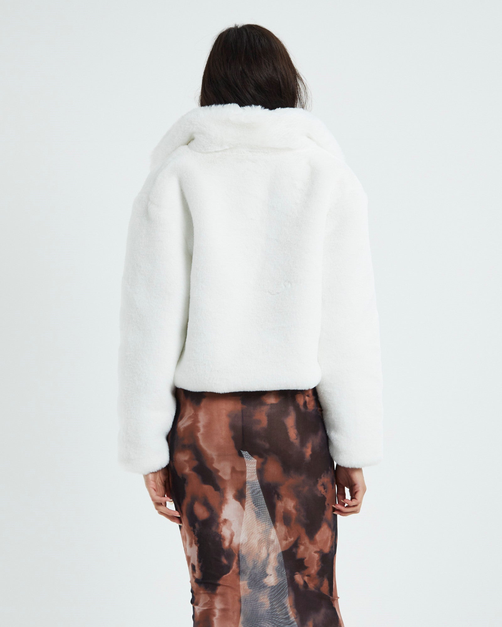 Tessa Faux Fur Cropped Jacket White WHITE