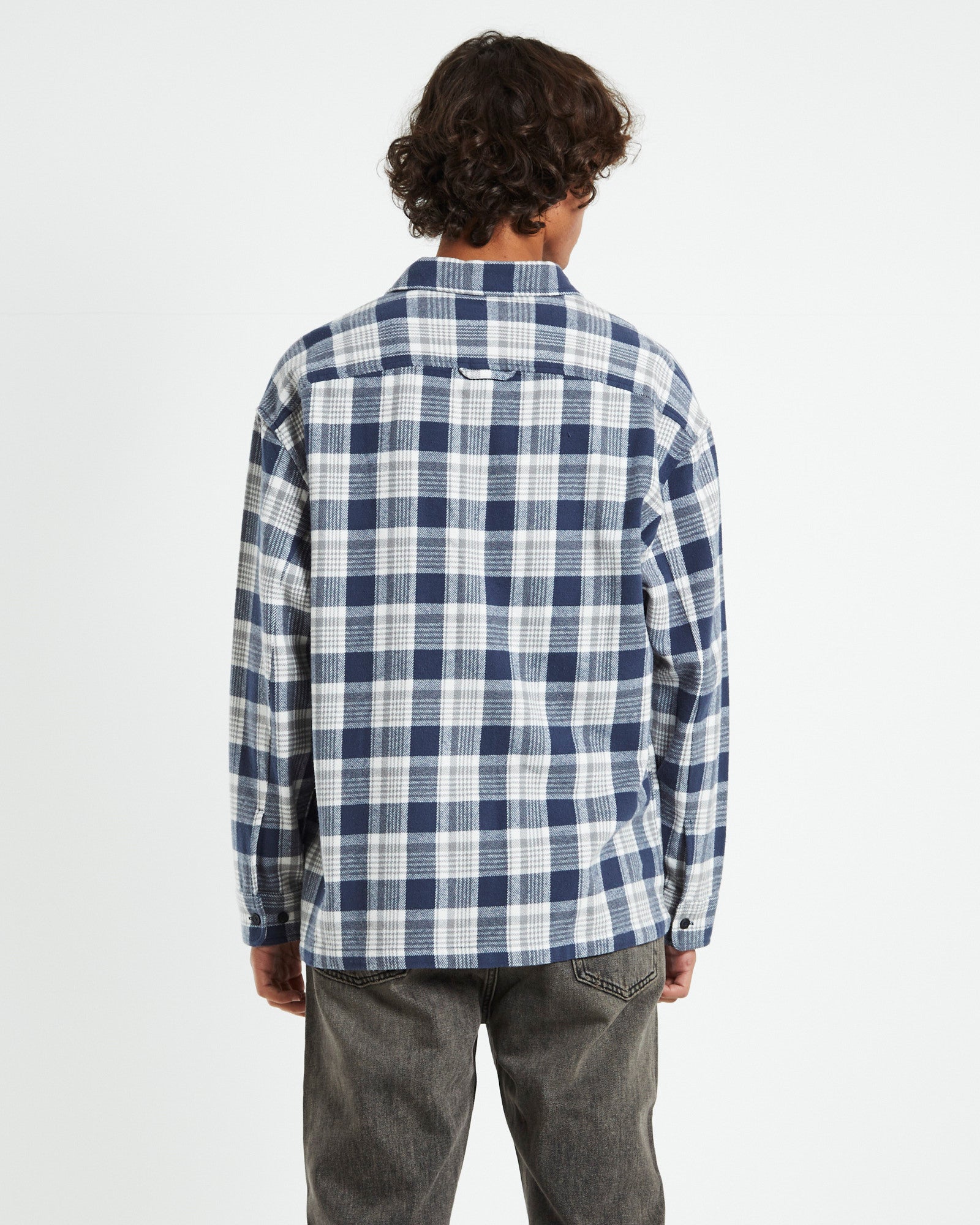 Portland Long Sleeve Flanno Grey/Blue GREY