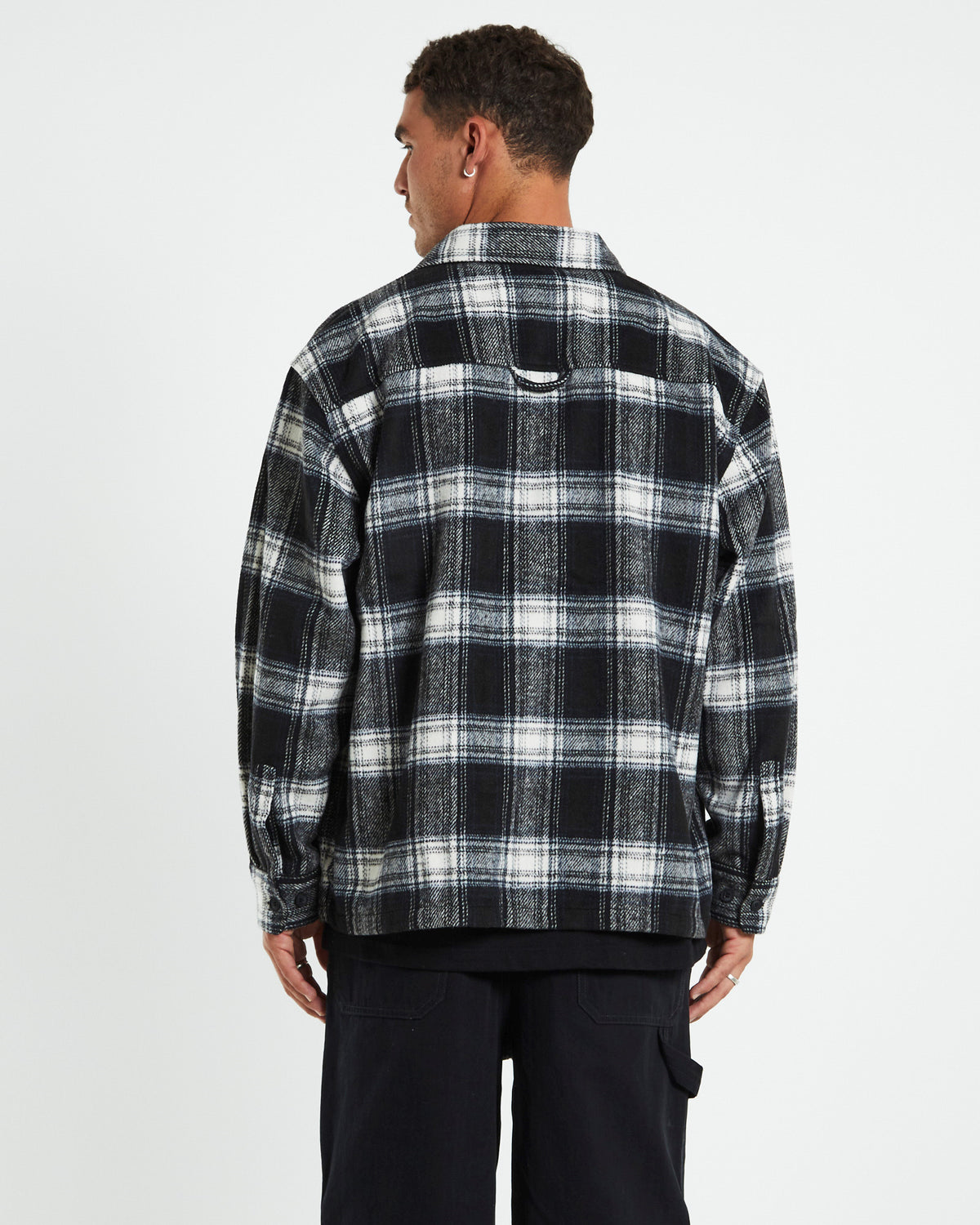 Check Shacket Shirt Ombre Black BLACK