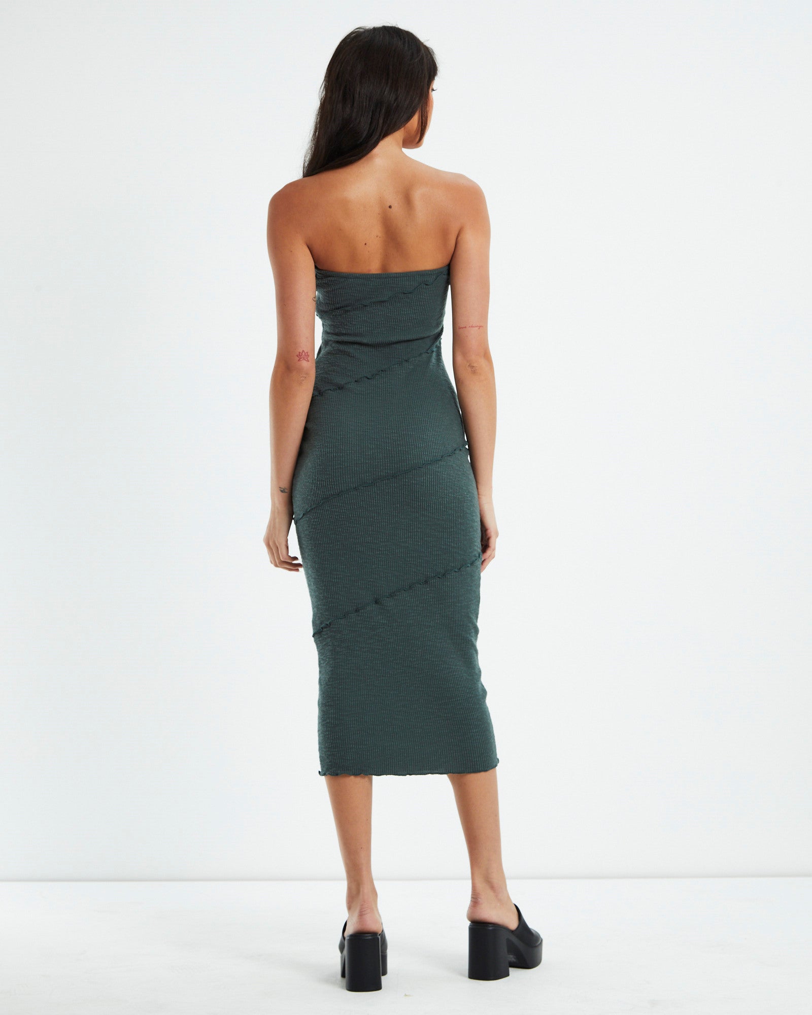 Robyn Exposed Seam Strapless Midi Dress Slate Grey GREY