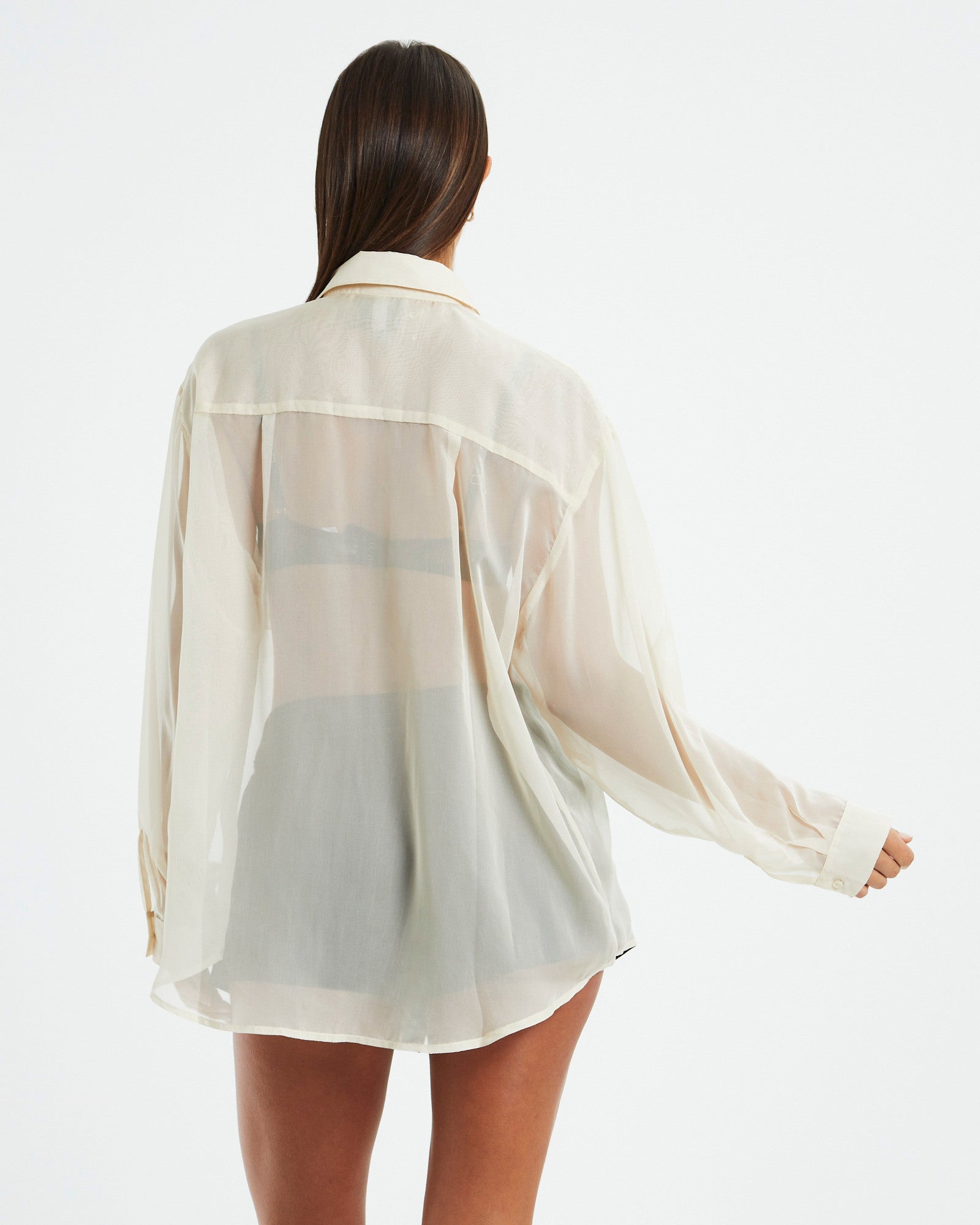 Delilah Sheer Oversized Shirt Cream OFF WHIT