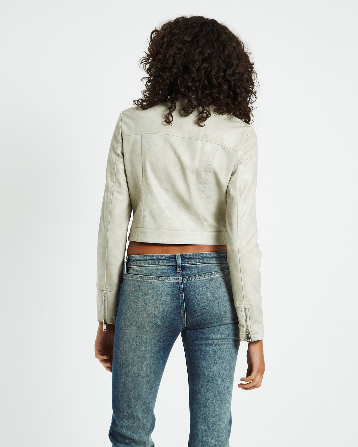 Pandora Moto Leather Look Jacket Cream WHITE