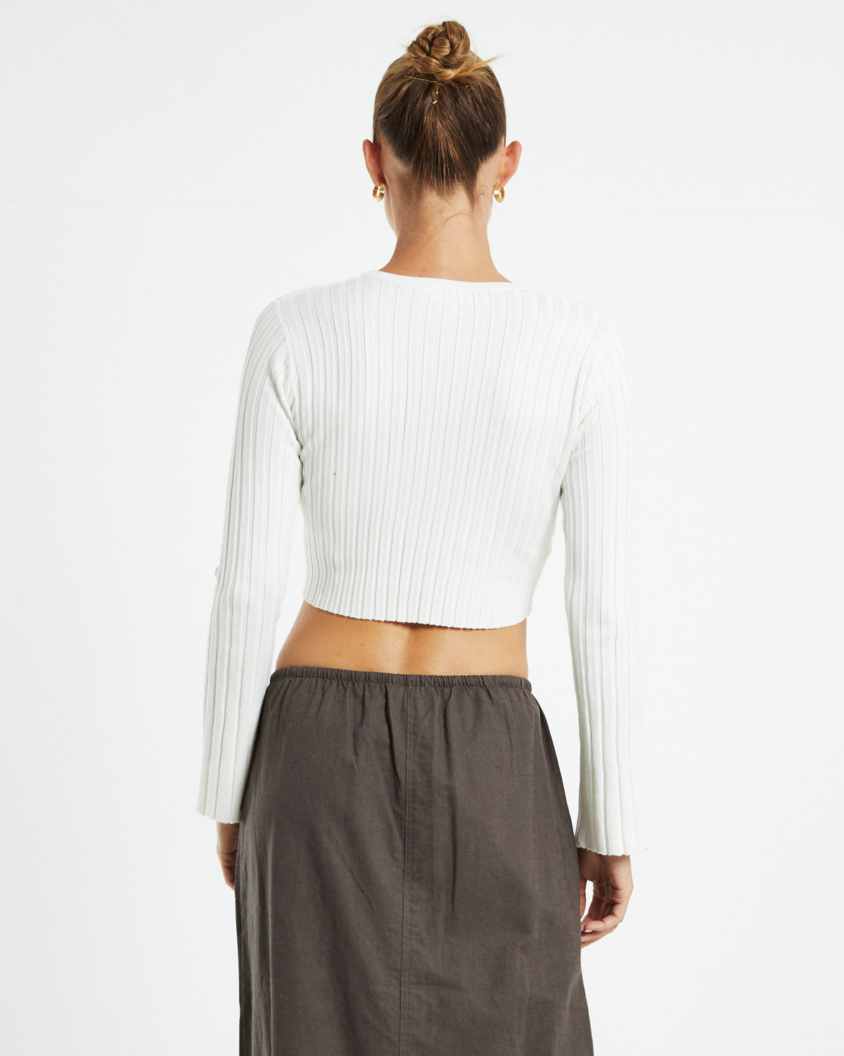 Harper Rib Knit Top White WHITE