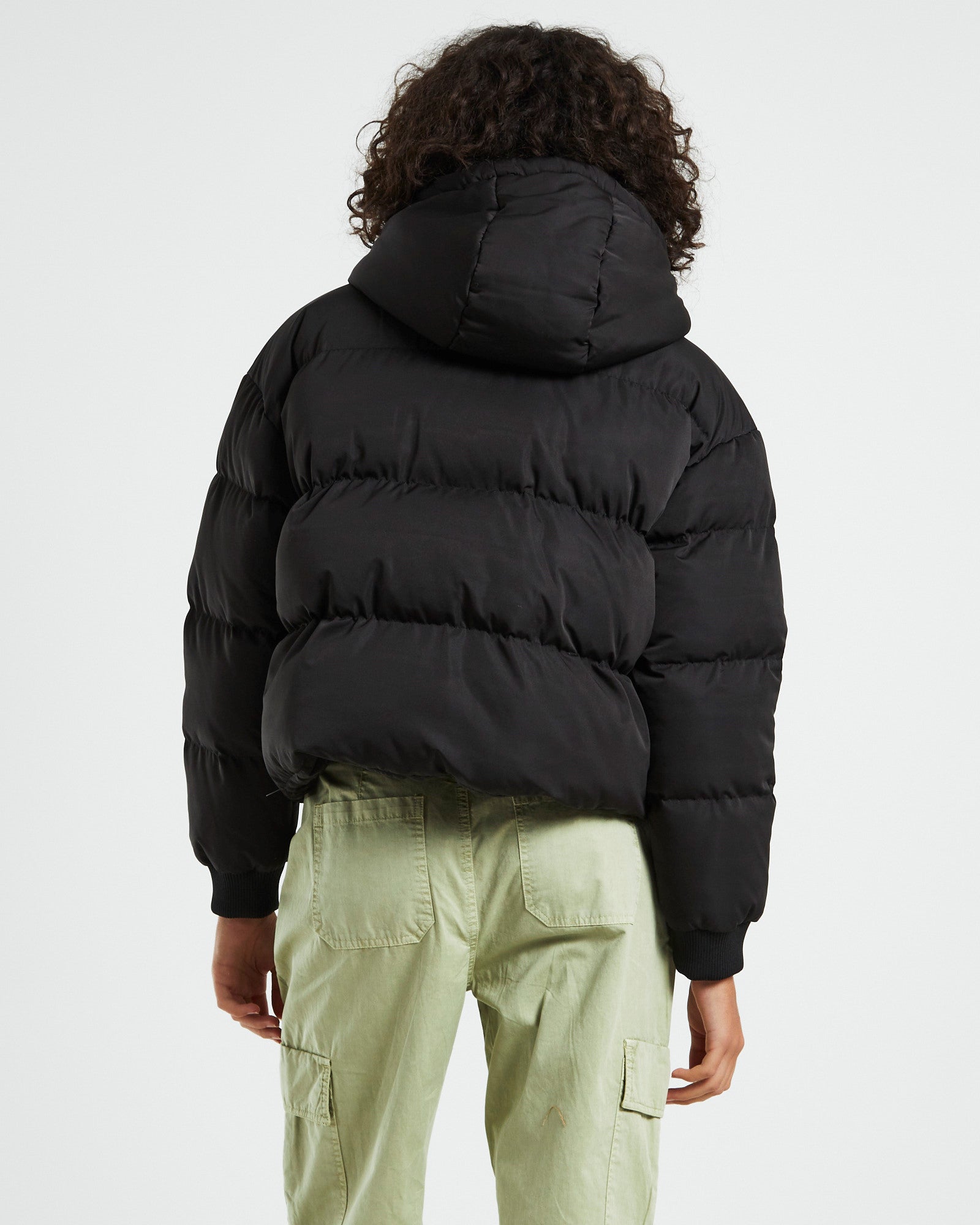 Graffitti Hooded Puffa Jacket Black BLACK