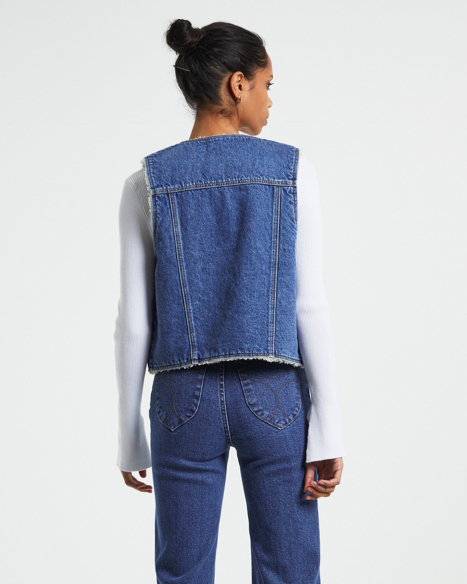 Sherpa Denim Vest Stevie Blue DENIM