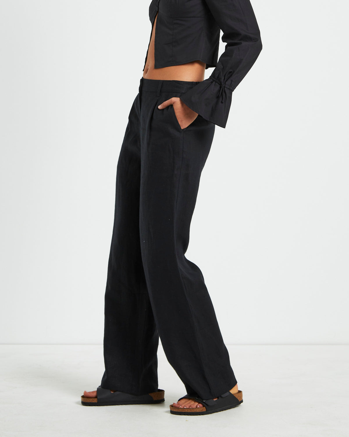 Jemimah Linen Trousers BLACK