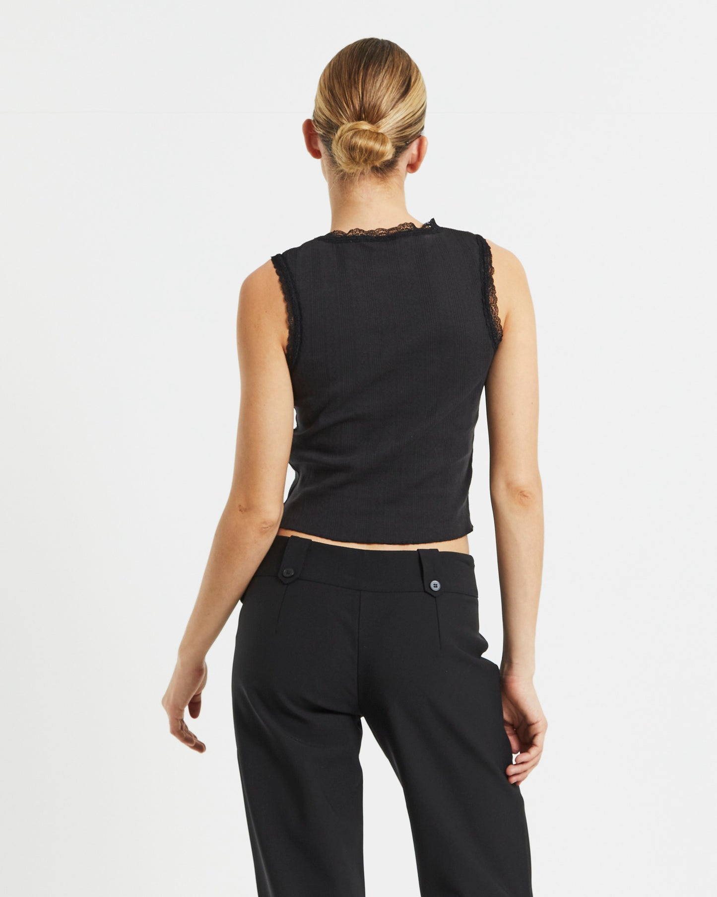Fantasy Pointelle Tank Top in Black