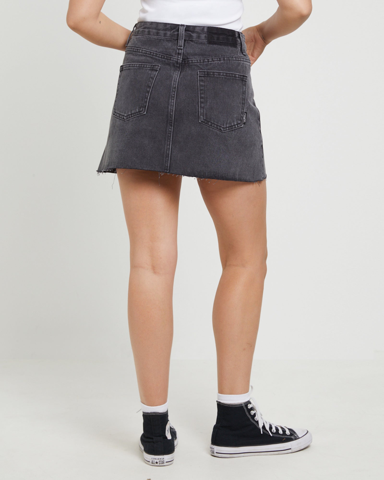 Hattie Denim Mini Skirt in After Dark Black BLACK