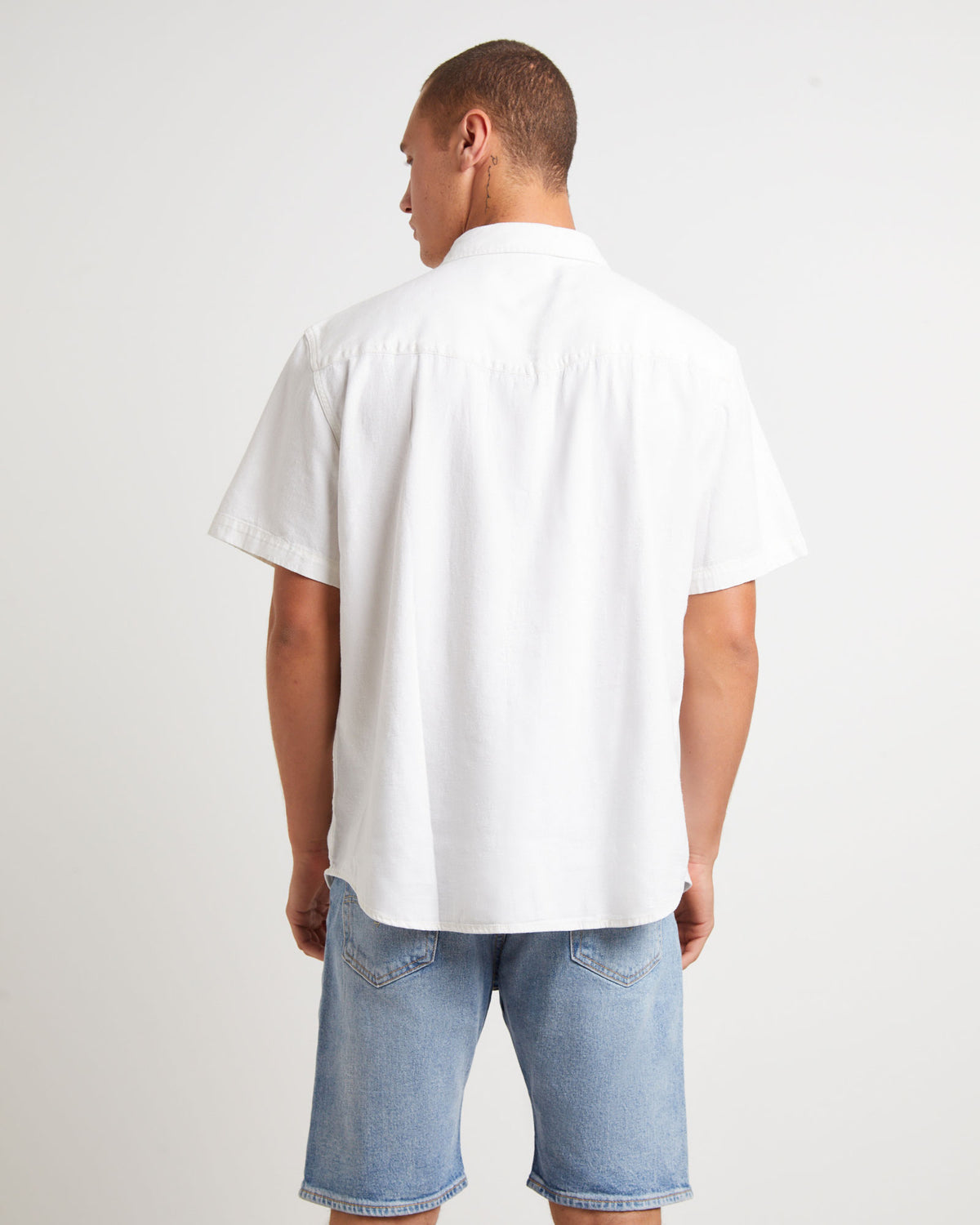 Short Sleeve Relaxed Fit Western Shirt in Newman Ecru NATURAL