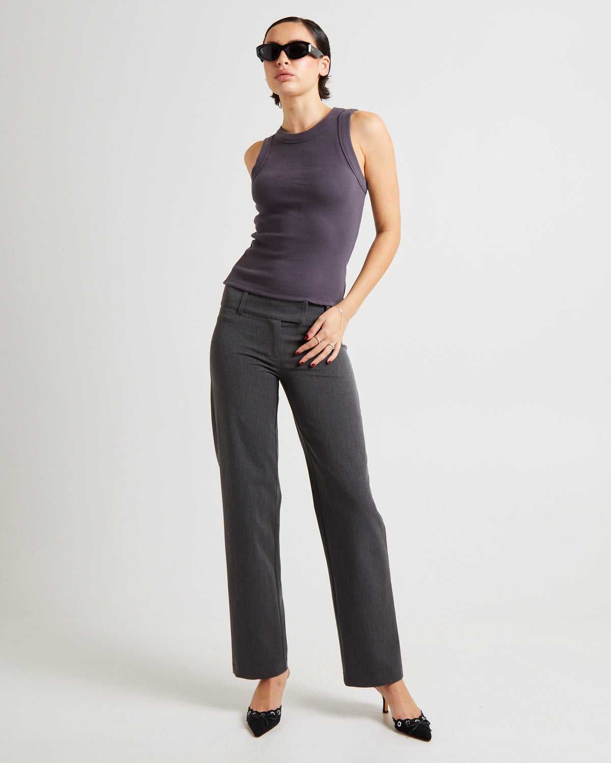 Jonesy Singlet Top CHARCOAL