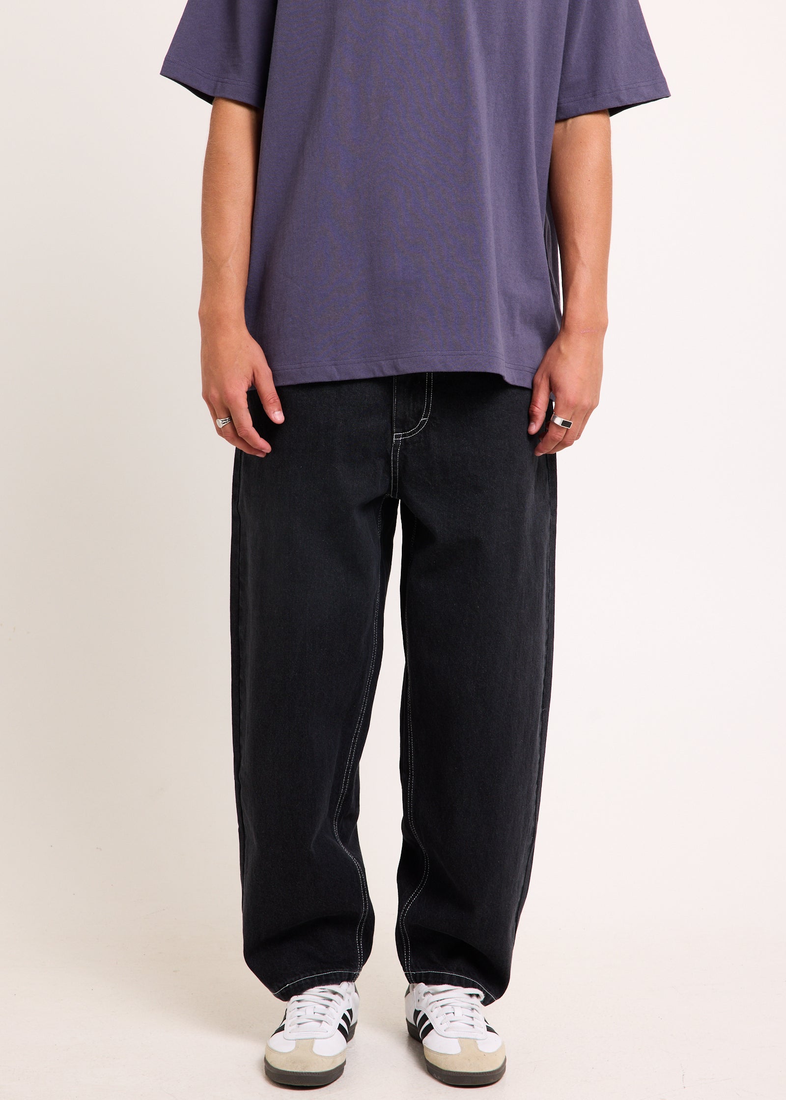 Wide Boy Denim Jeans SILVER BLACK