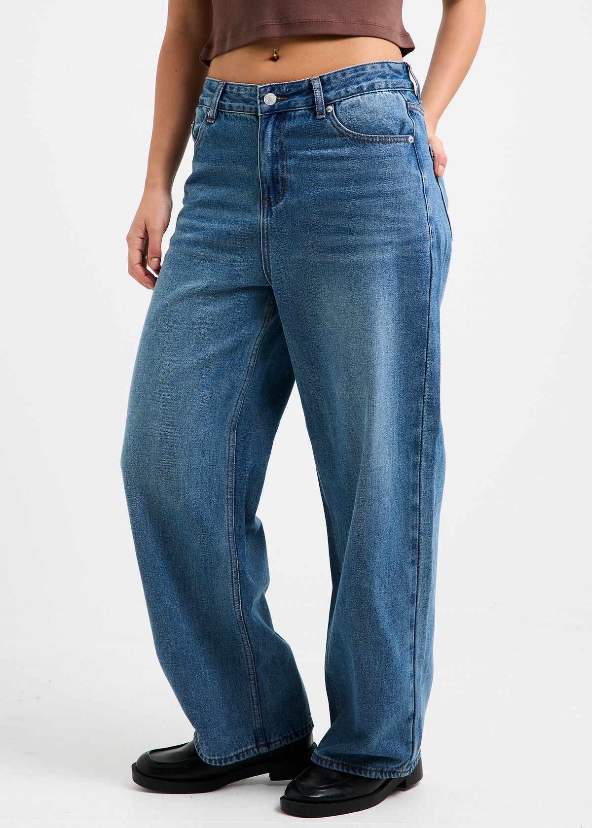 Alexa Mid Rise Denim Jeans Petite Relaxed VINTAGE BLUE