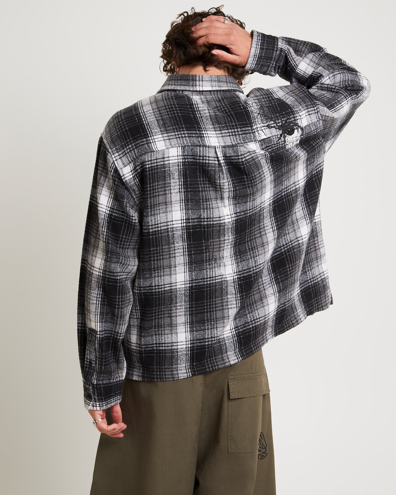Web Long Sleeve Flannel Shirt BLACK