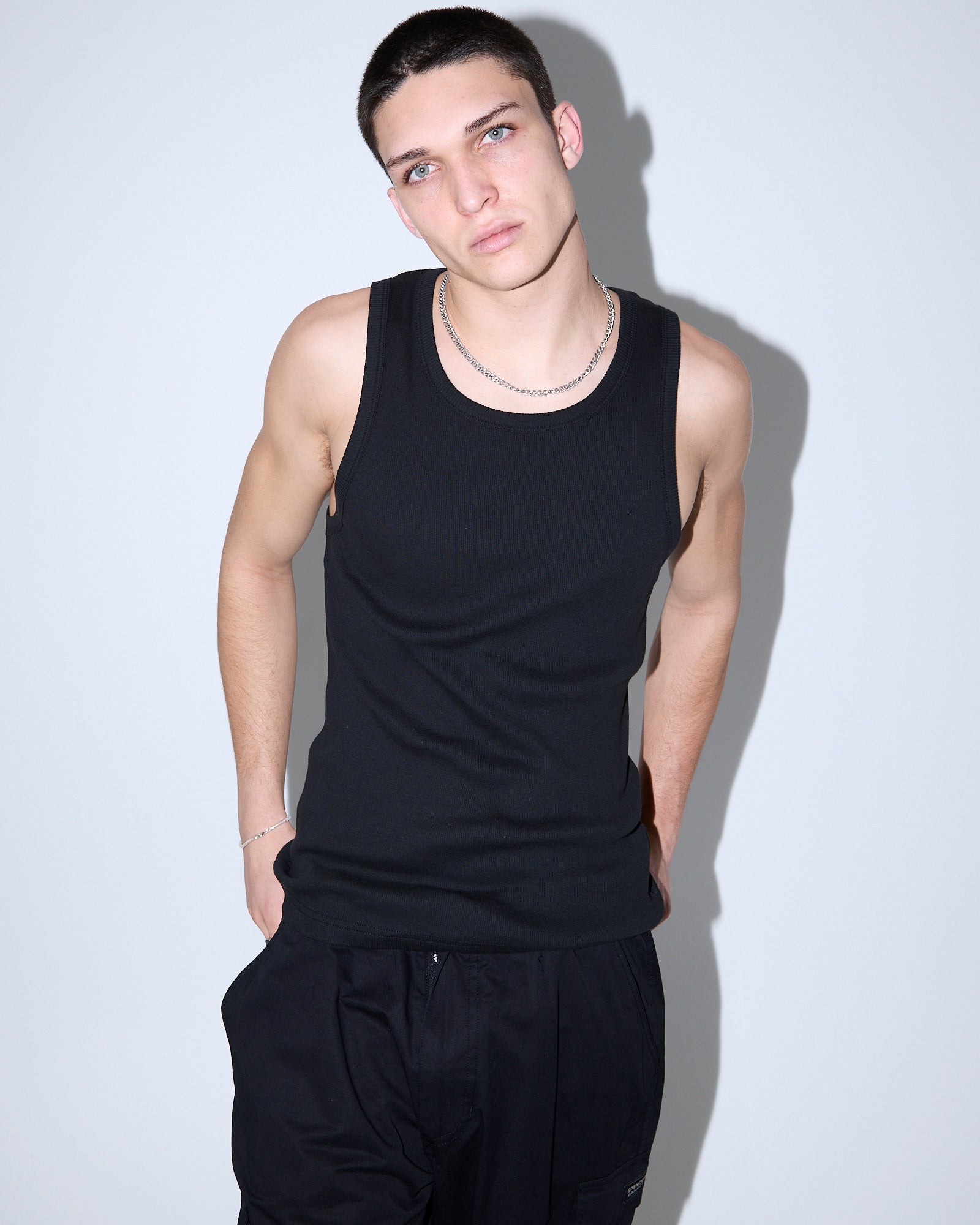 Ribbed Singlet BLACK