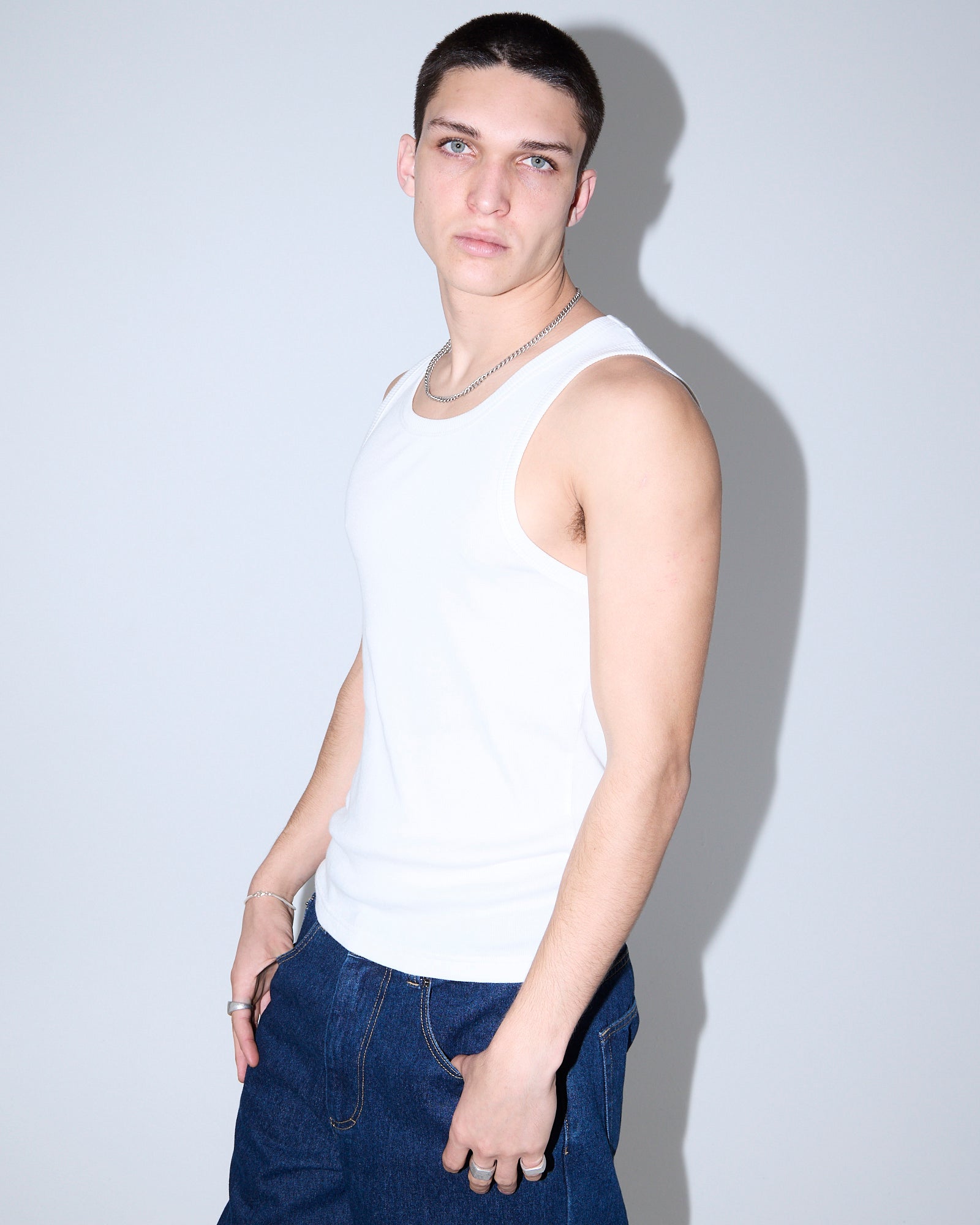 Ribbed Singlet WHITE