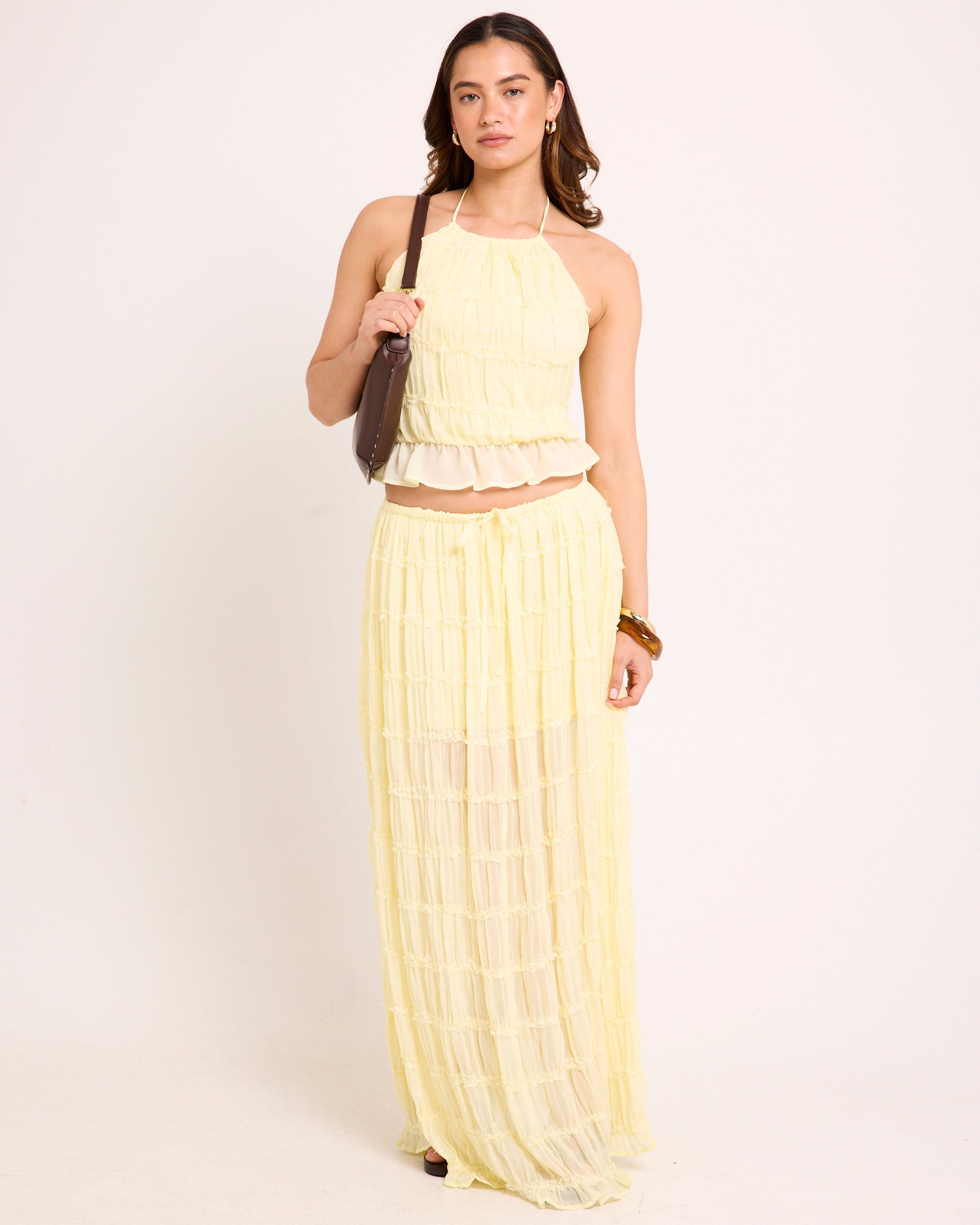 Alda Shirred Backless Top YELLOW