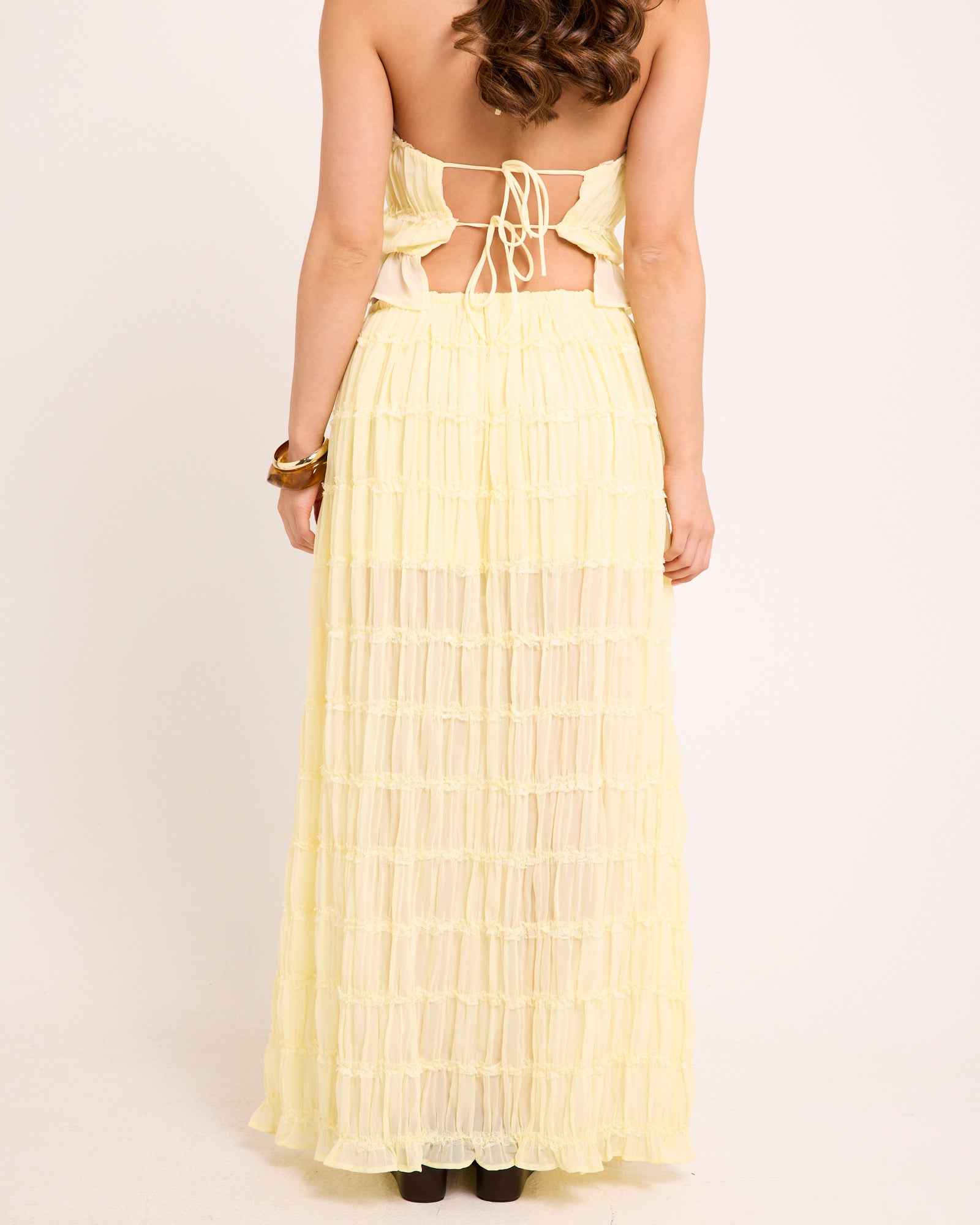 Alda Shirred Maxi Skirt YELLOW
