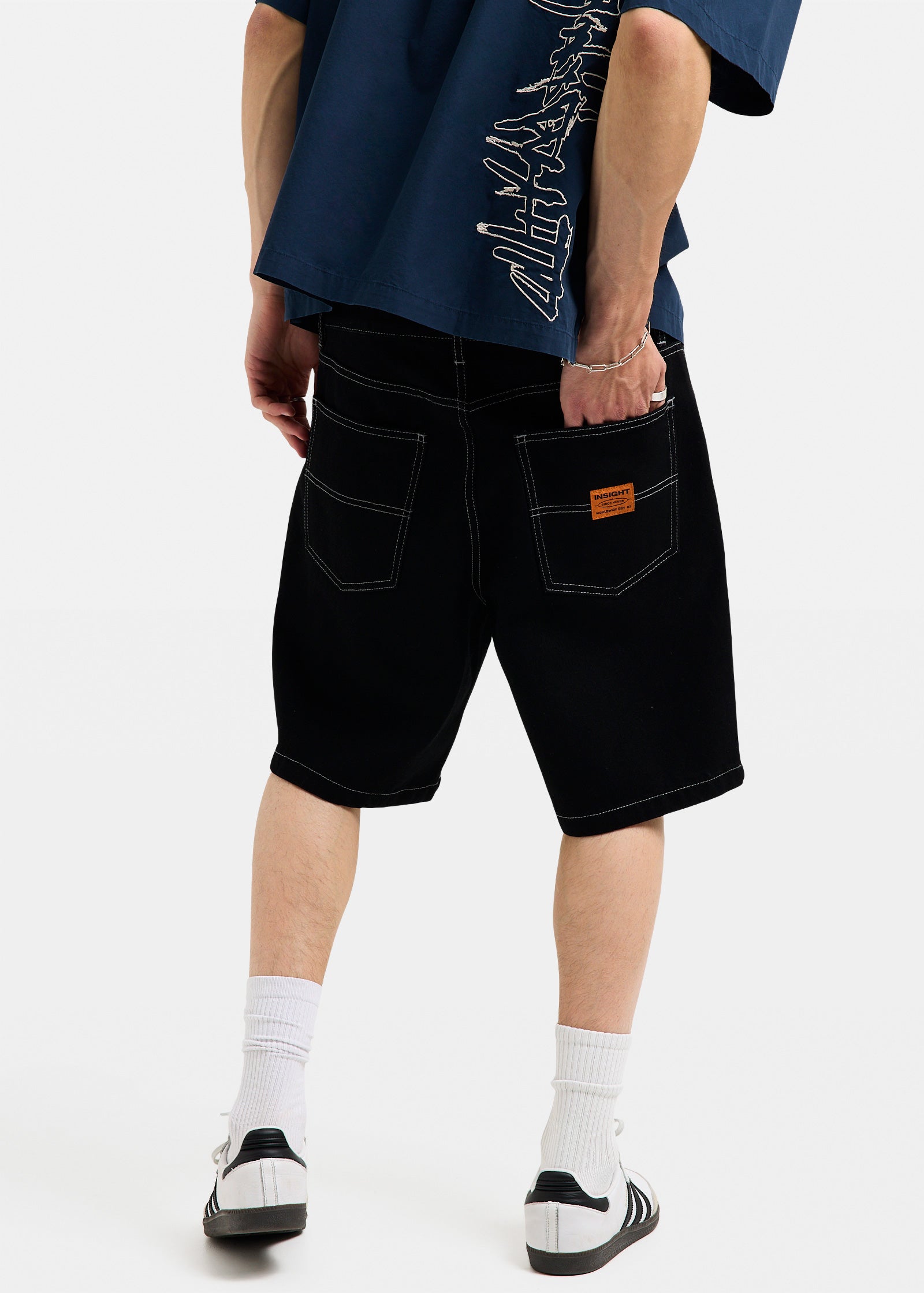 Knocker Contrast Stitch Jort AFTER BLACK