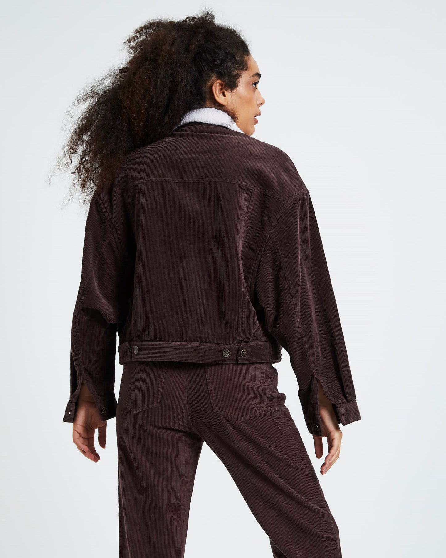 Kenny Baggy Cord Borg Jacket Chocolate Brown