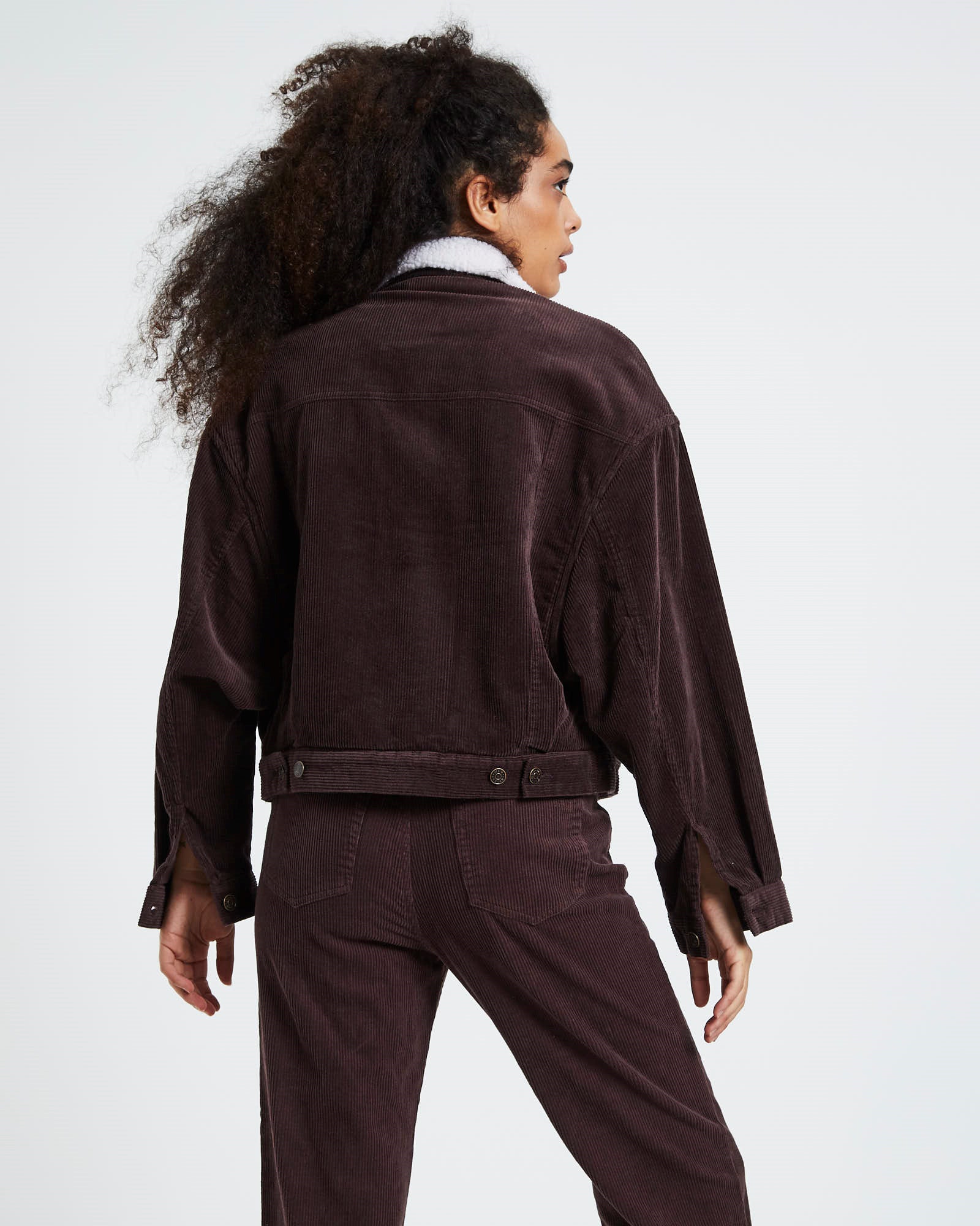Kenny Baggy Cord Borg Jacket Chocolate Brown BROWN