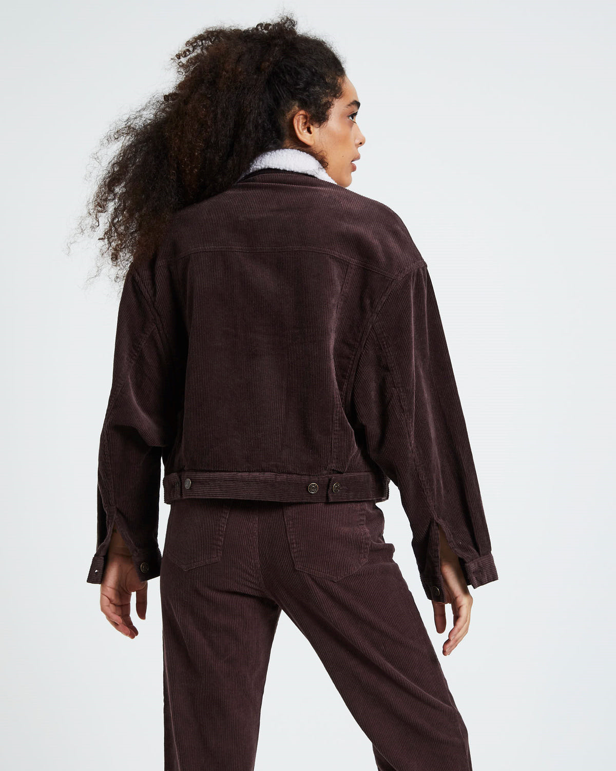 Kenny Baggy Cord Borg Jacket Chocolate Brown BROWN