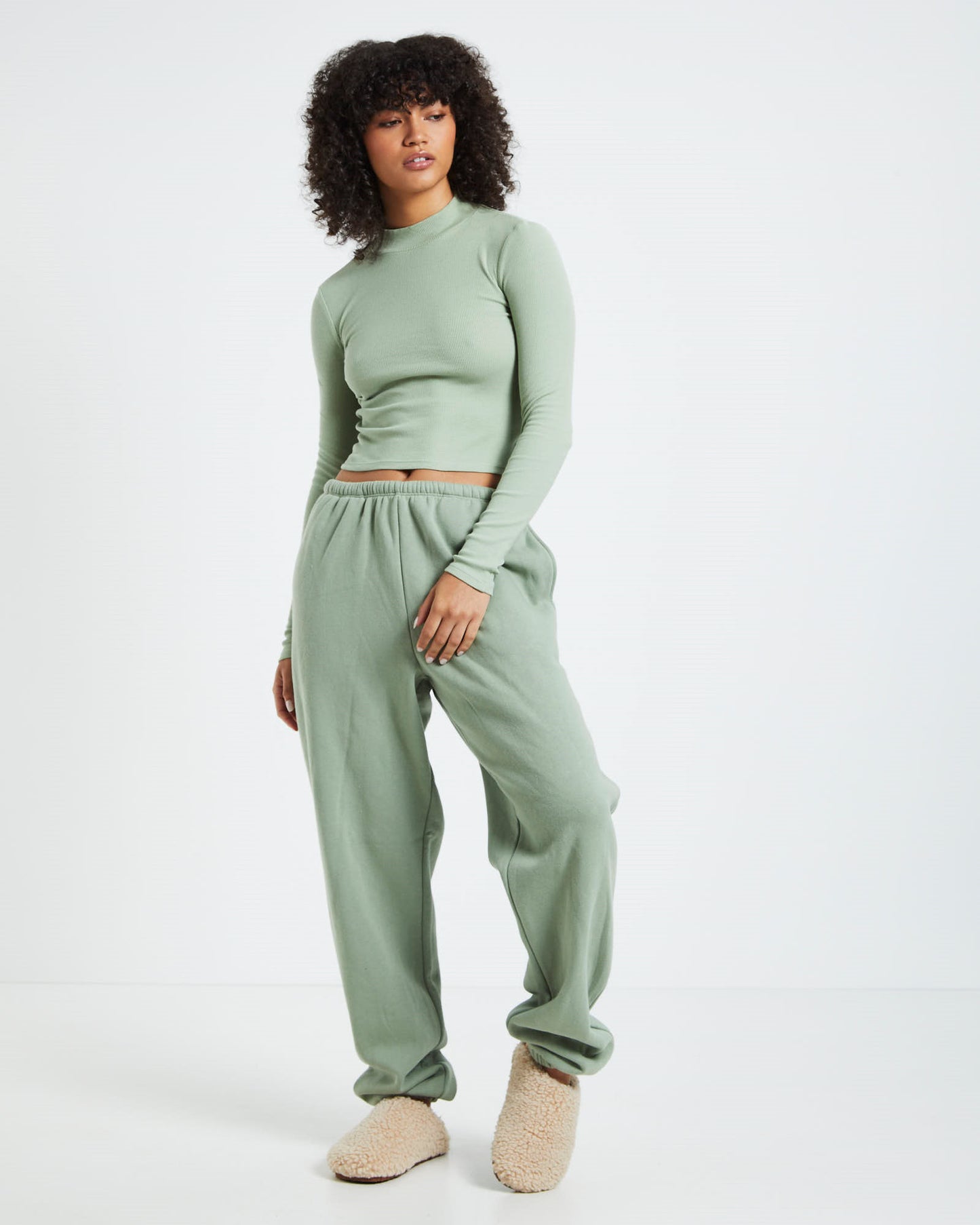 Ribbed Long Sleeve Skivvy Dusty Sage Green