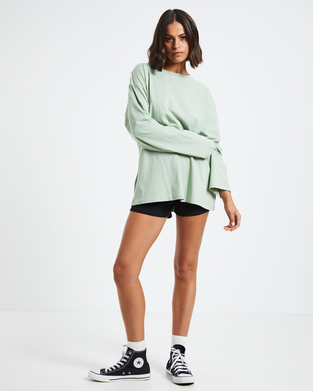 Vintage Wash Long Sleeve T-Shirt Dusty Sage Green GREEN