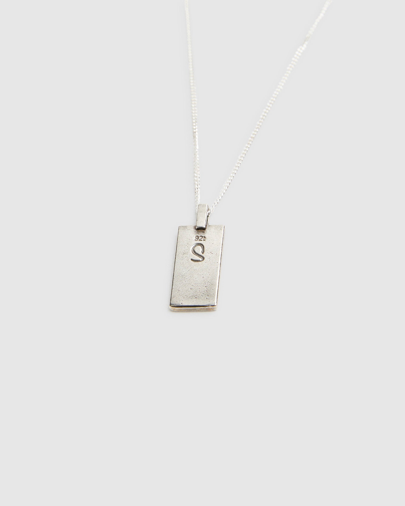 Plain Rectangle Pendant Necklace Silver SILVER