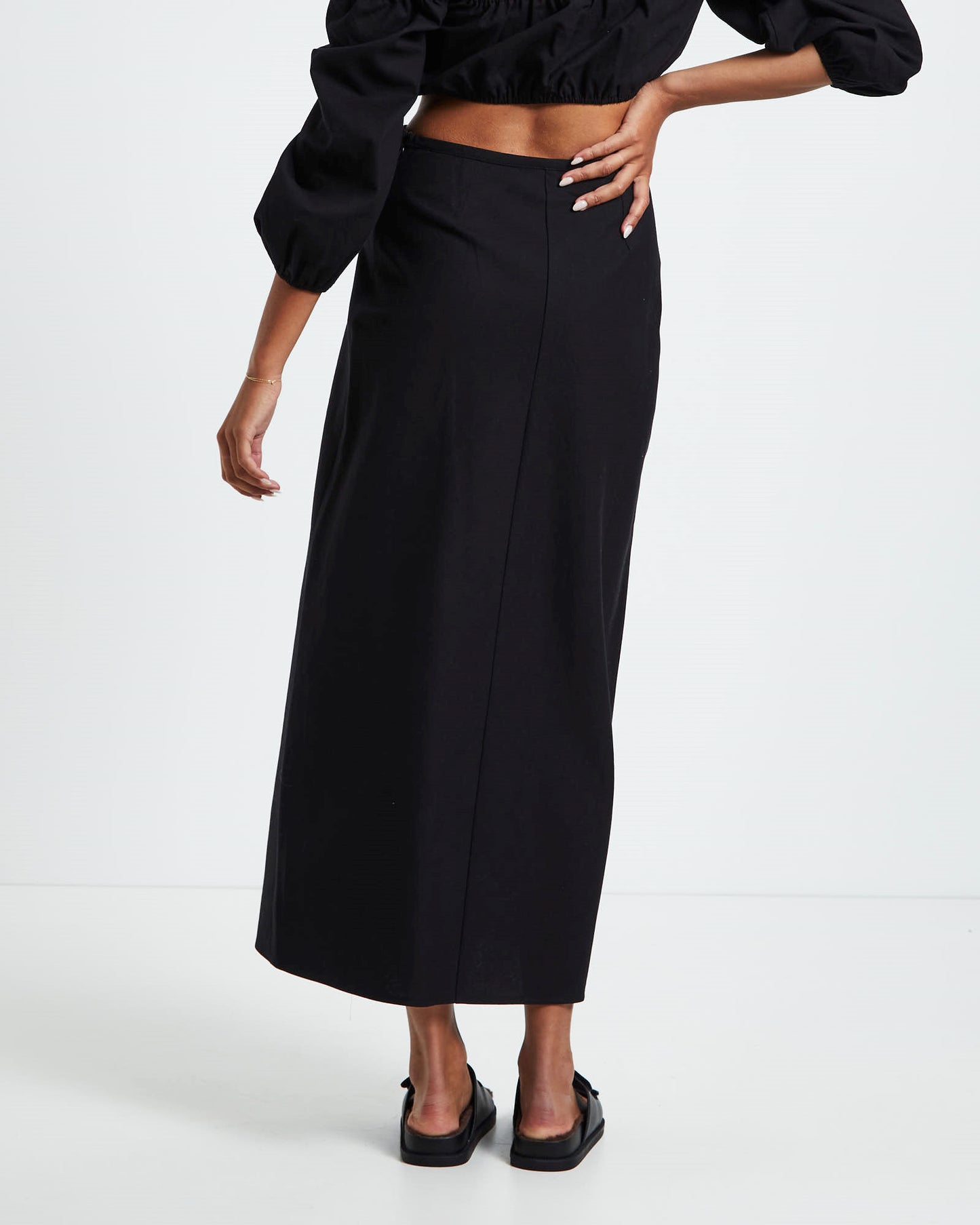 Ellie Linen Maxi Skirt Black