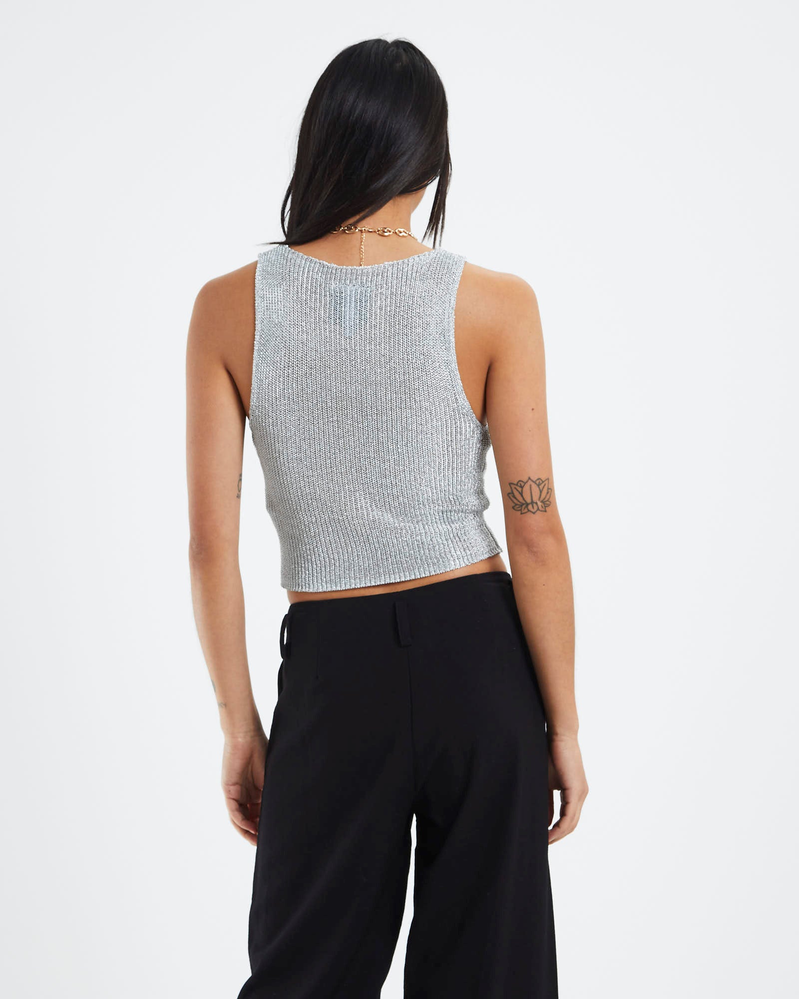 Kaz Metallic Crop Top Silver SILVER