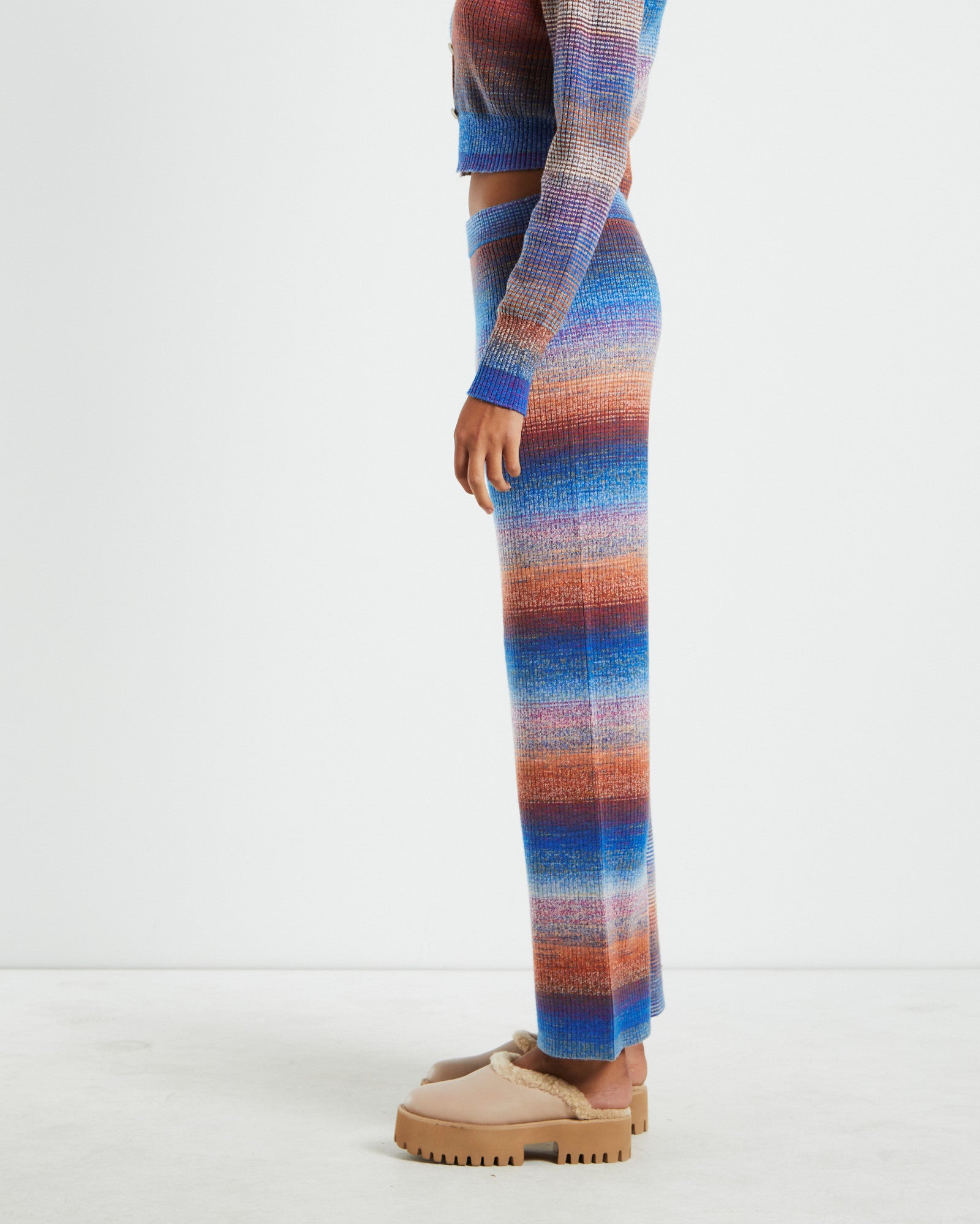 Pnoom Wide Leg Knit Pants Powder Blue ASSORTED