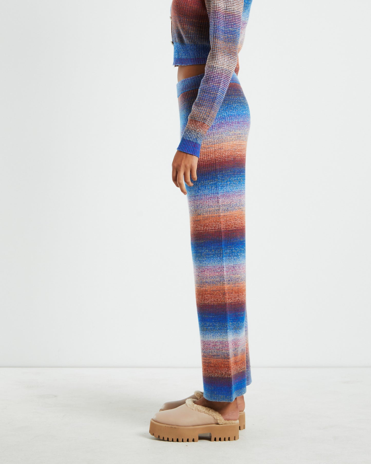 Pnoom Wide Leg Knit Pants Powder Blue