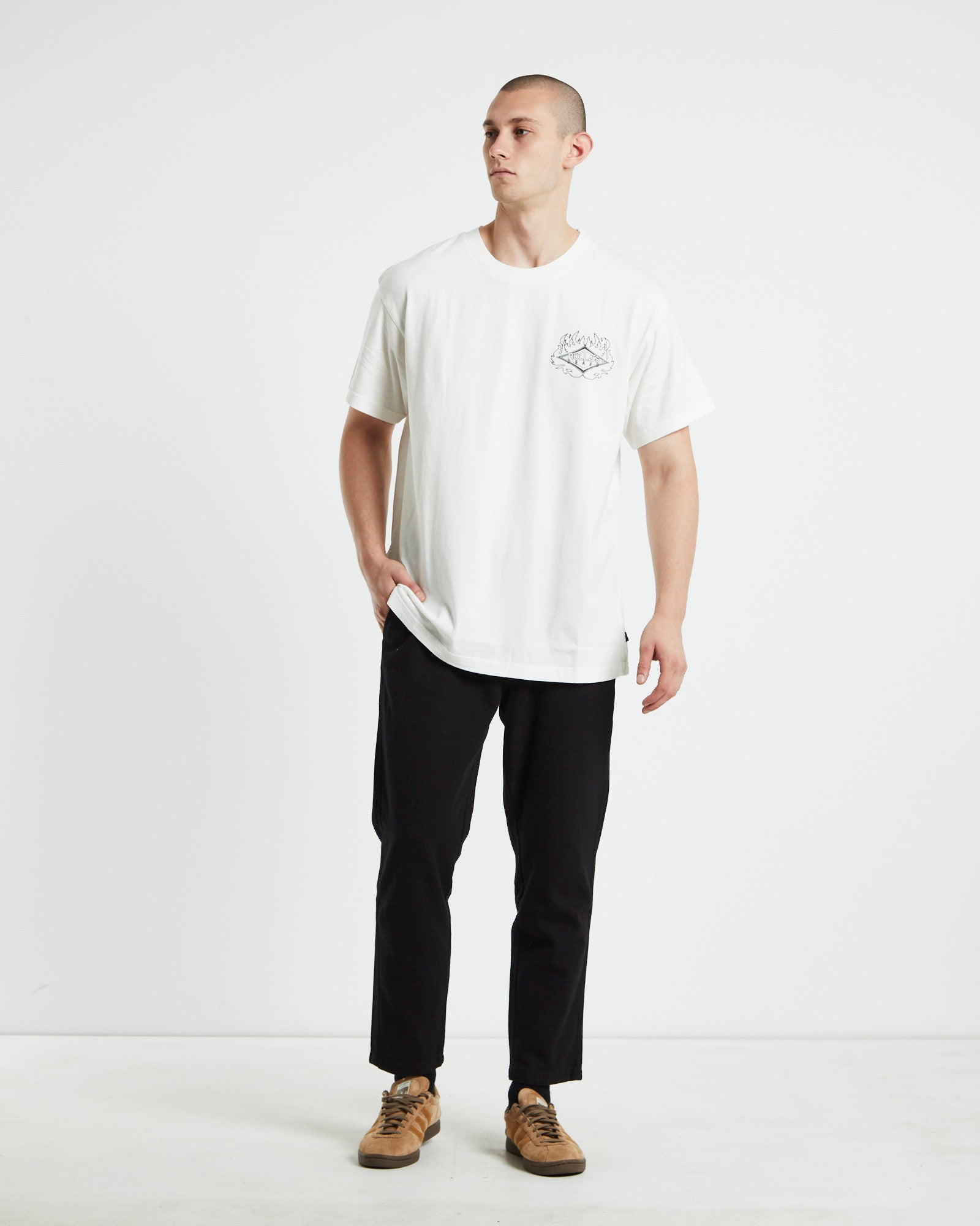 Heavy Fire Diamond T-shirt Vintage White WHITE