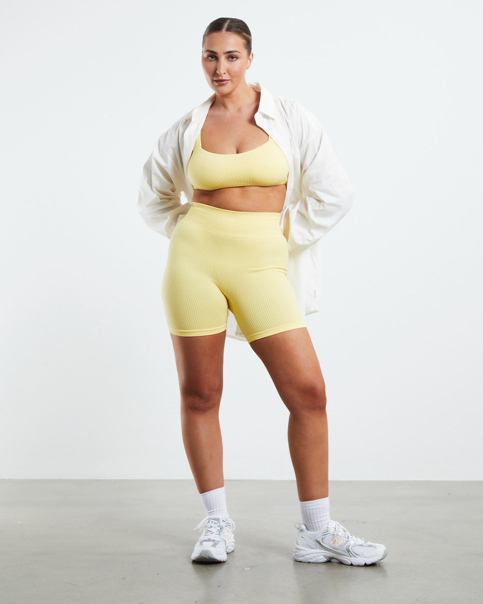 Square Neck Sports Crop Lemon Yellow LEMON