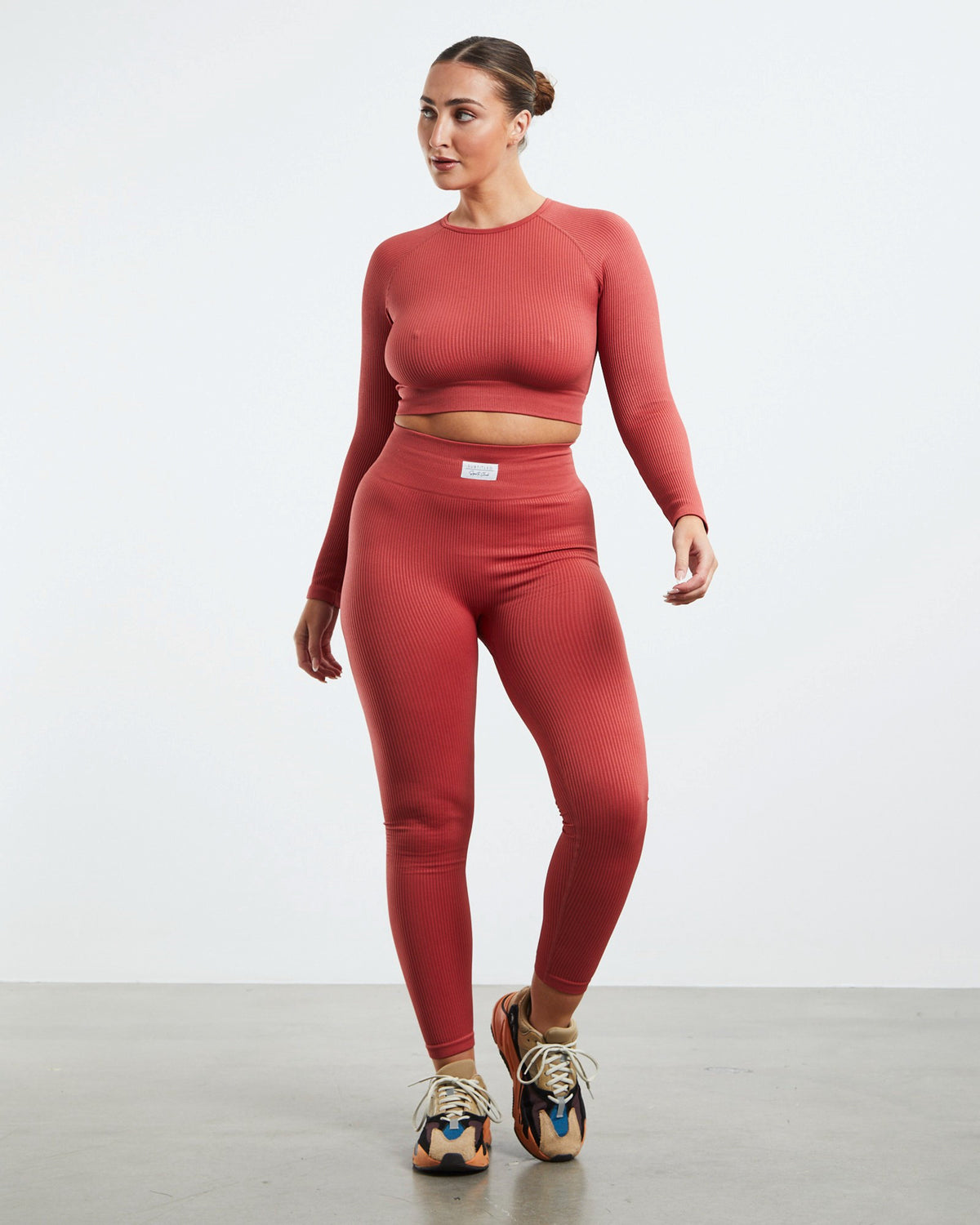 Full Length Rib Leggings Red RED