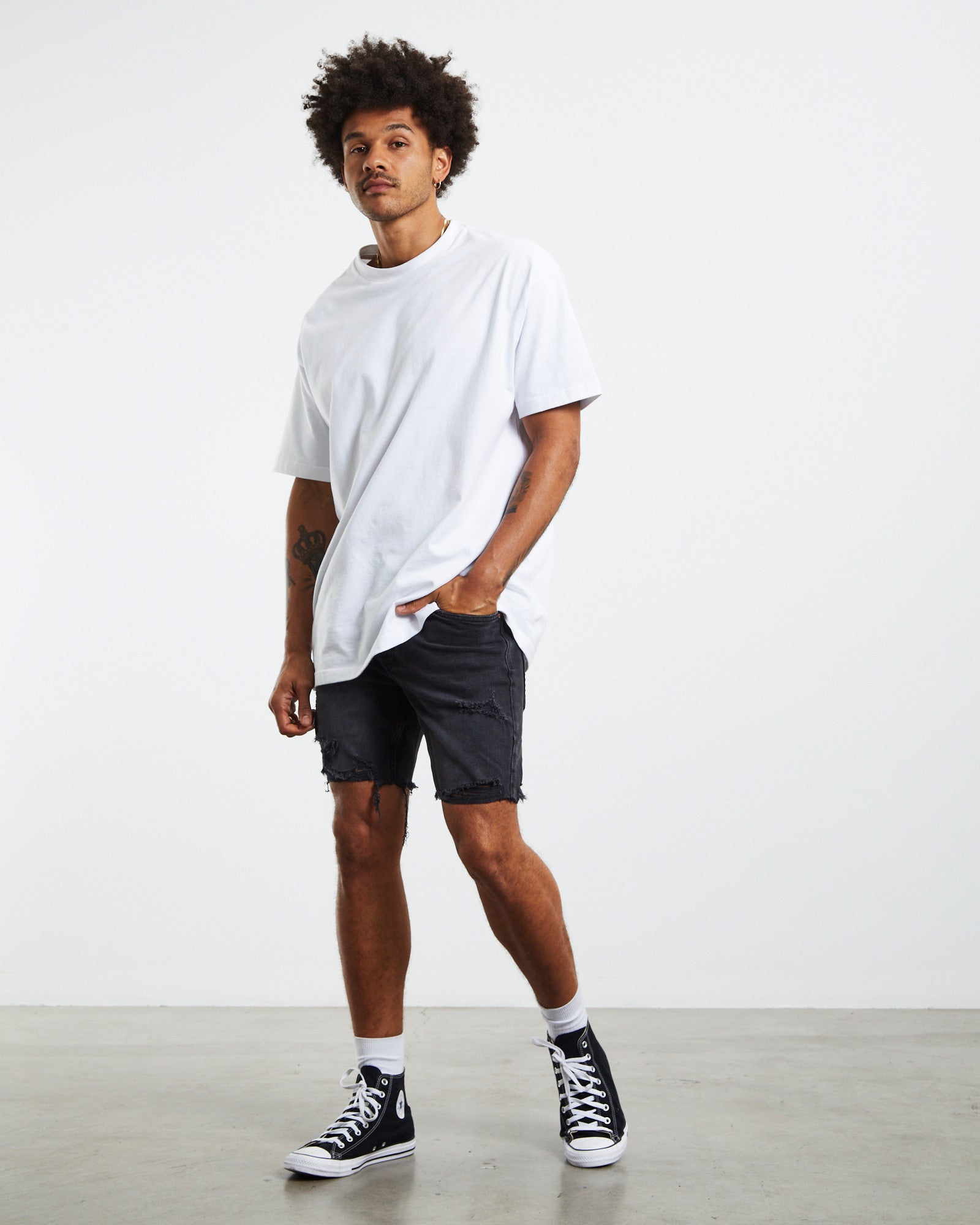 Ray Denim Shorts Washed Space Black