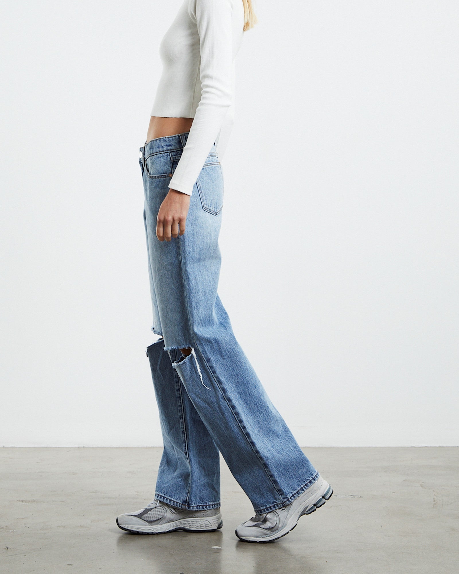 A 99 Low & Wide Jeans Susanna Rip Blue LIGHT BLUE