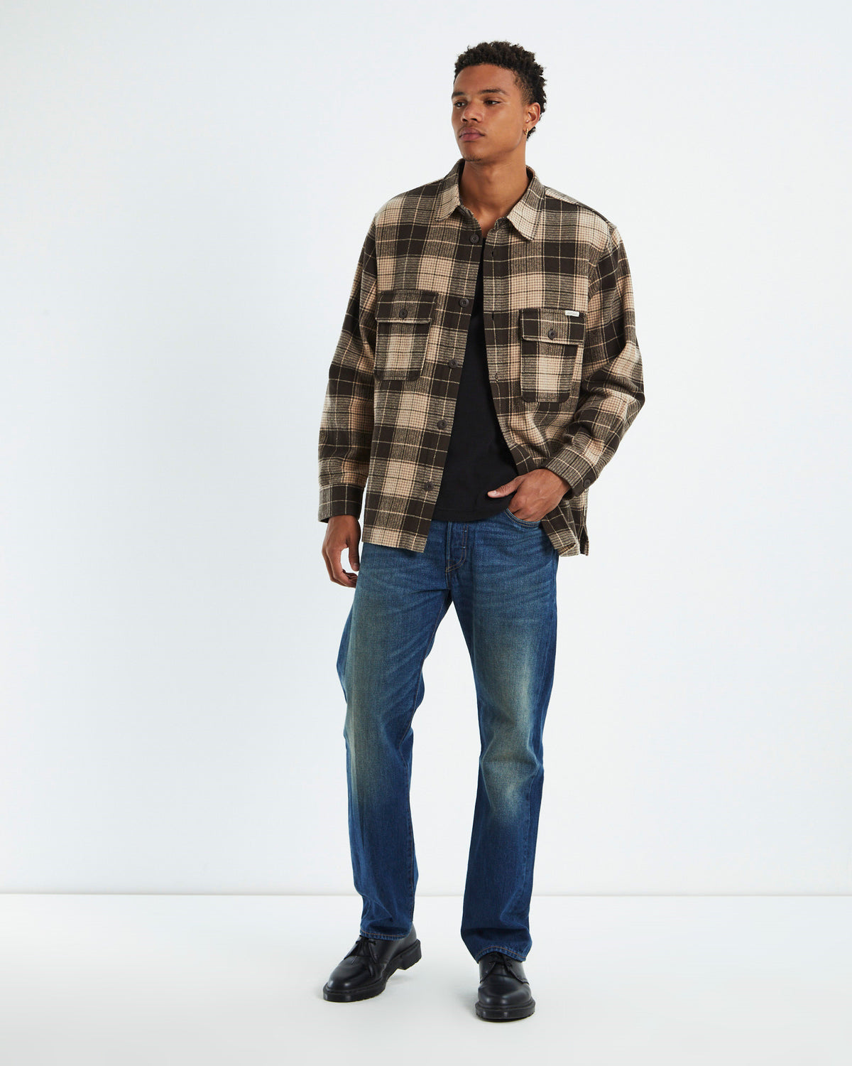 Windsor Check Long Sleeve Overshirt Umber BROWN