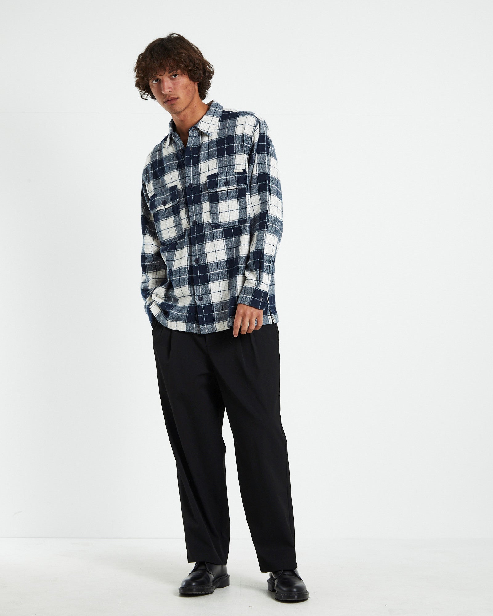 Windsor Check Overshirt Navy NAVY