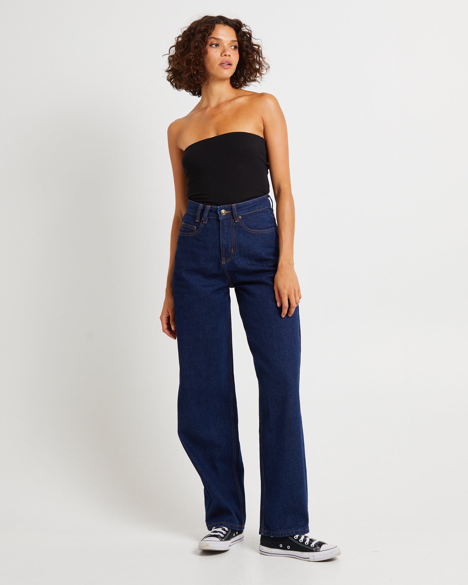 Hailey High Rise Baggy Jeans Ink Blue BLUE