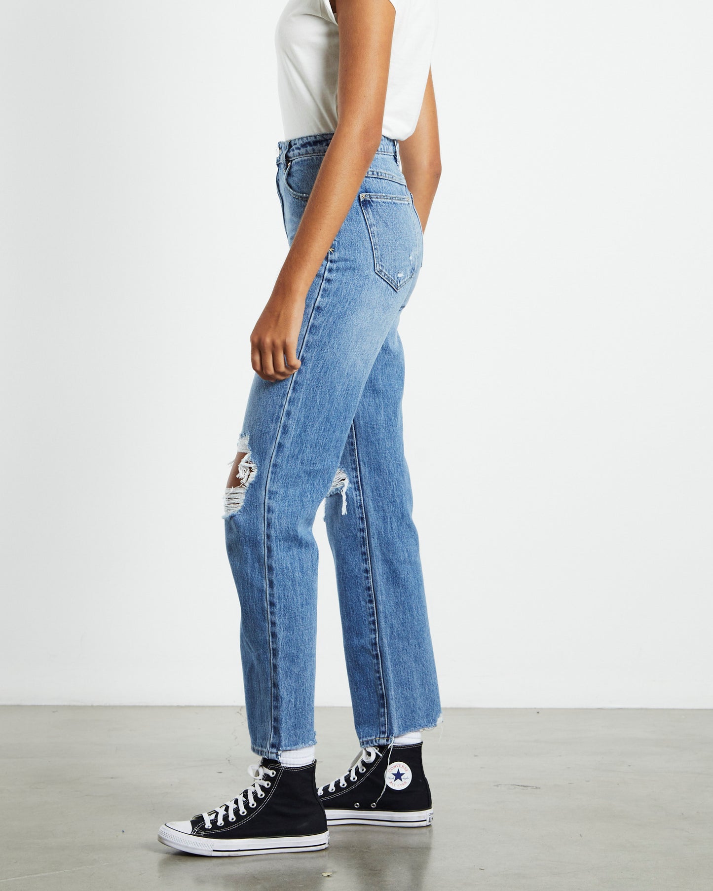 A 94 High Straight Jeans Louise Rip Blue