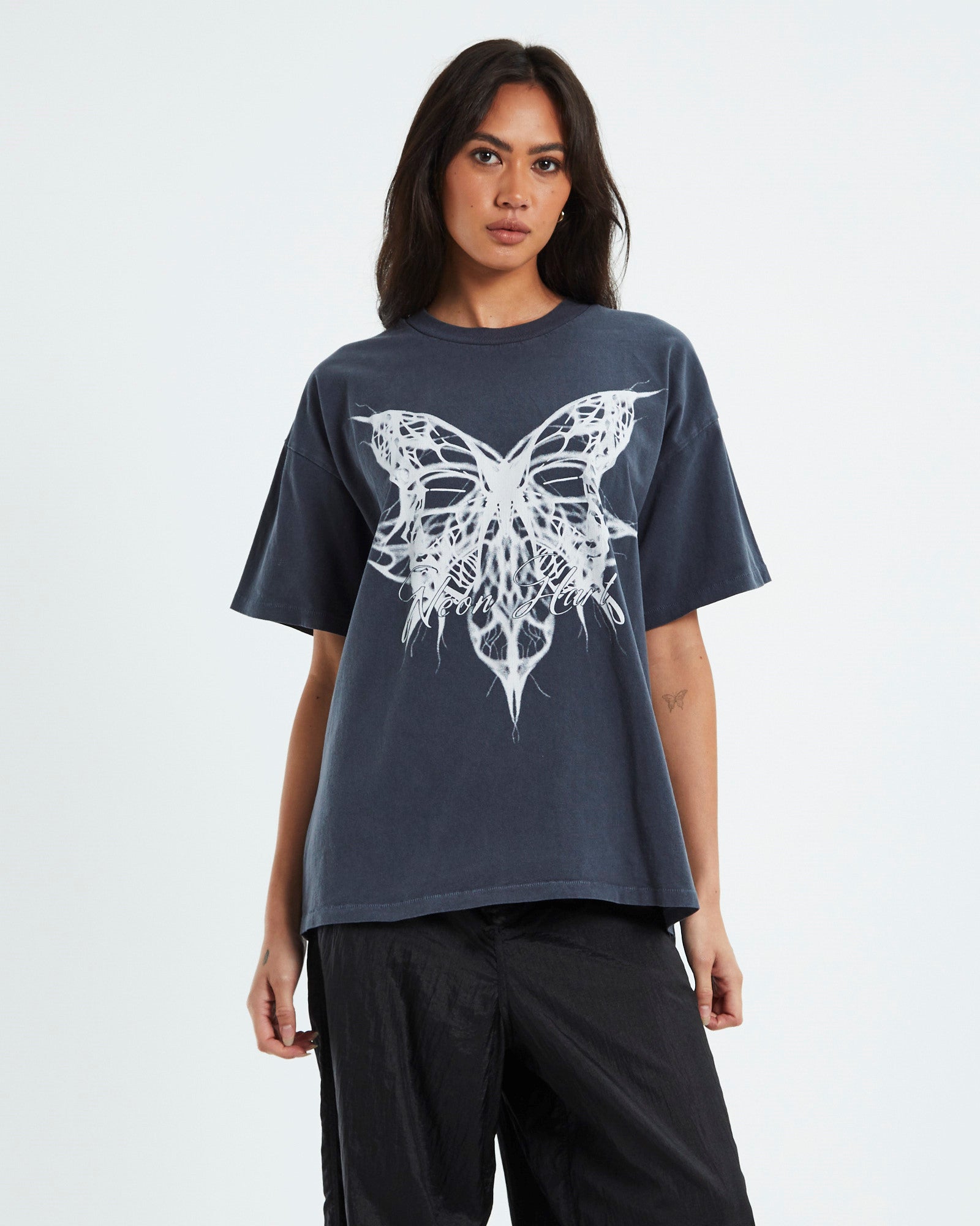 Gothic Butterfly Oversized T-Shirt Black BLACK