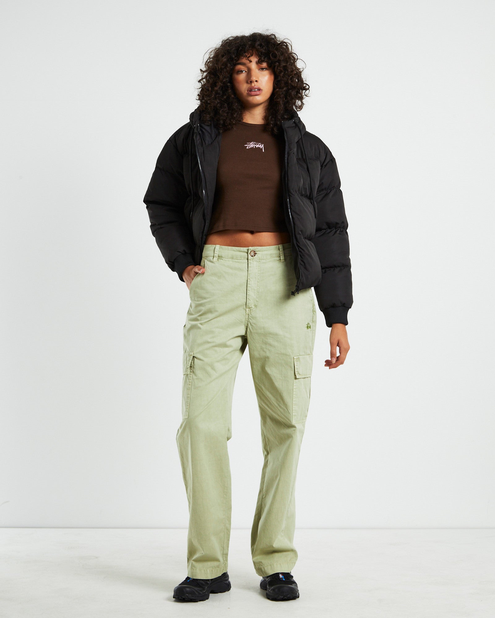 Graffitti Hooded Puffa Jacket Black BLACK