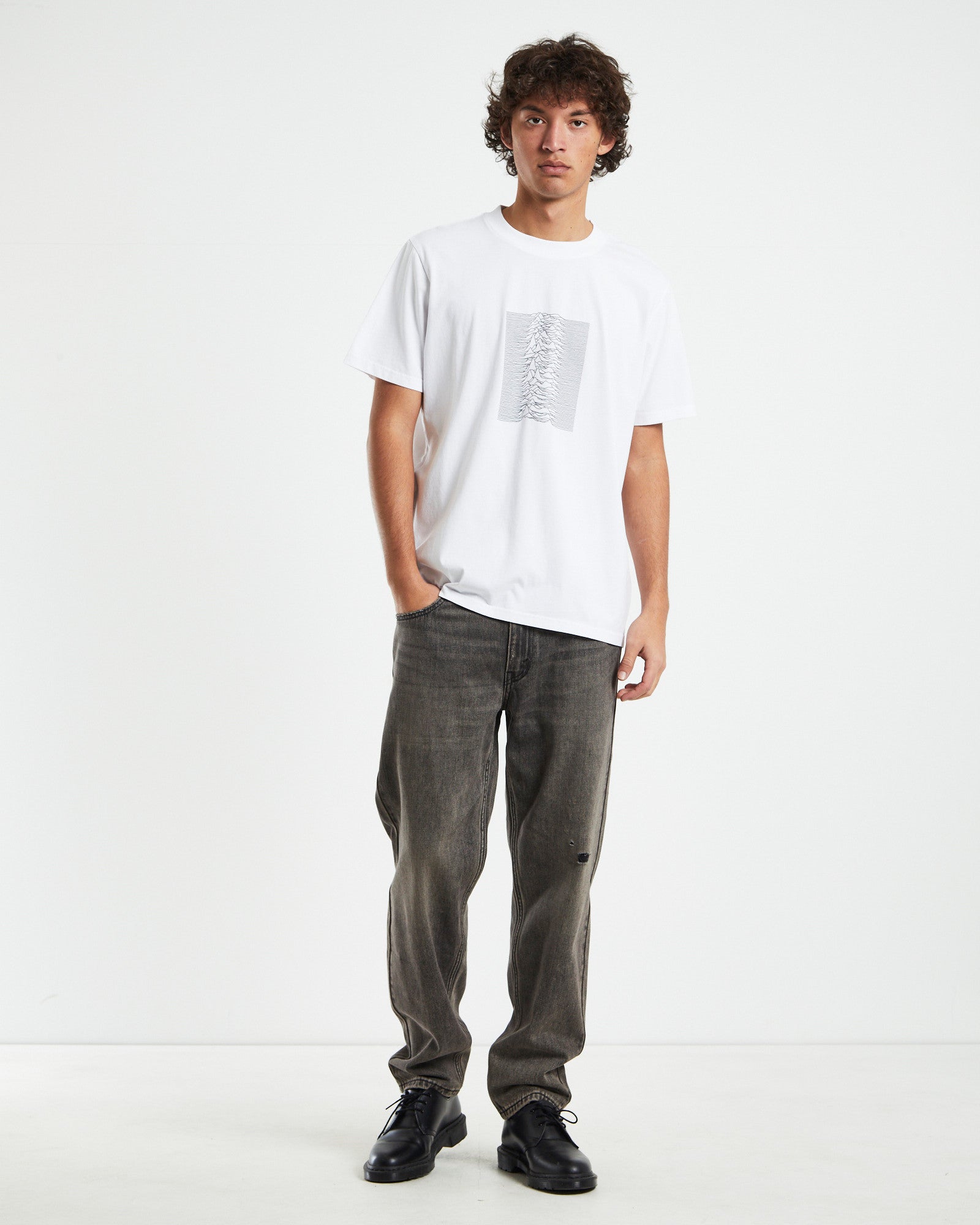 Joy Division Unknown Pleasures Band T-shirt White WHITE