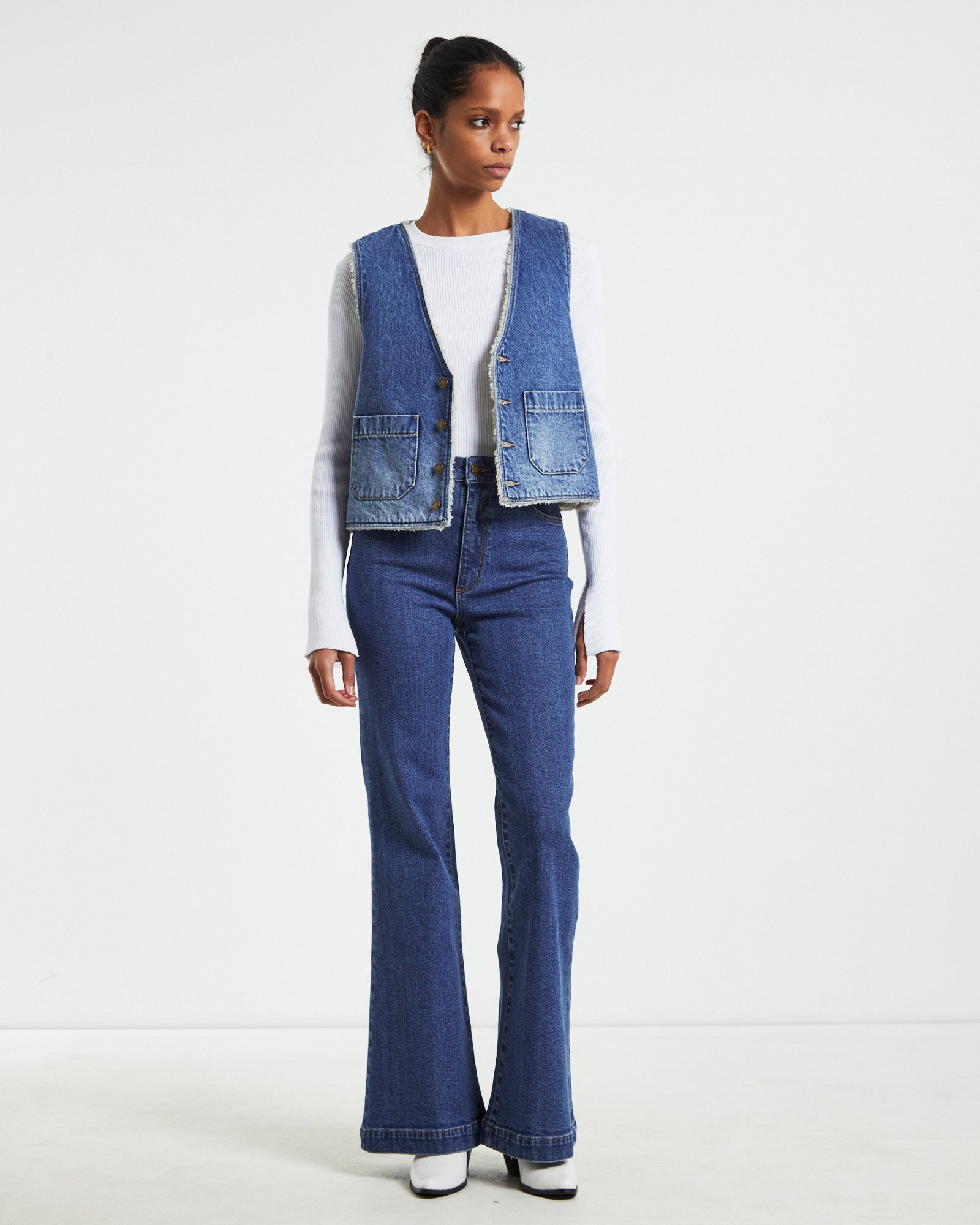 Sherpa Denim Vest Stevie Blue DENIM