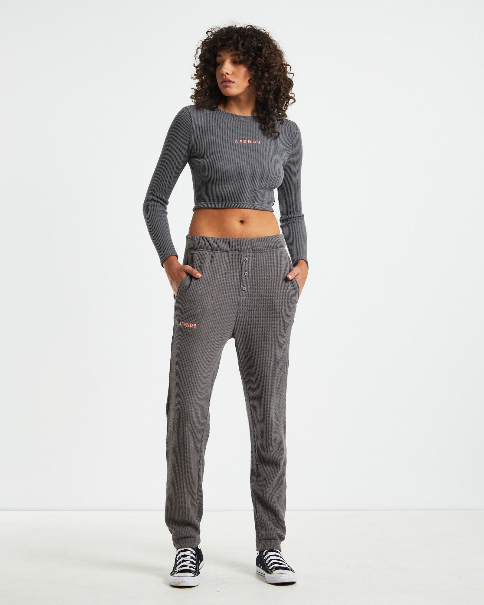 Recycled Waffle Track Pants Steel Grey GREY